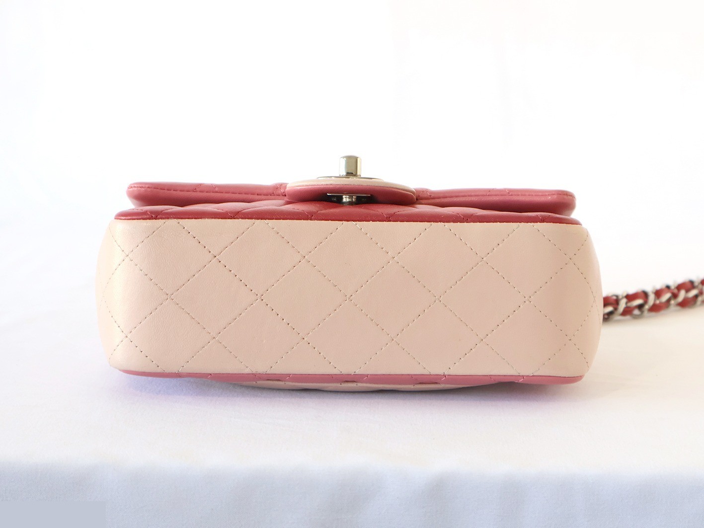 Mini Matelassé 20 Lambskin Double Chain Shoulder Bag, Pink — view 5