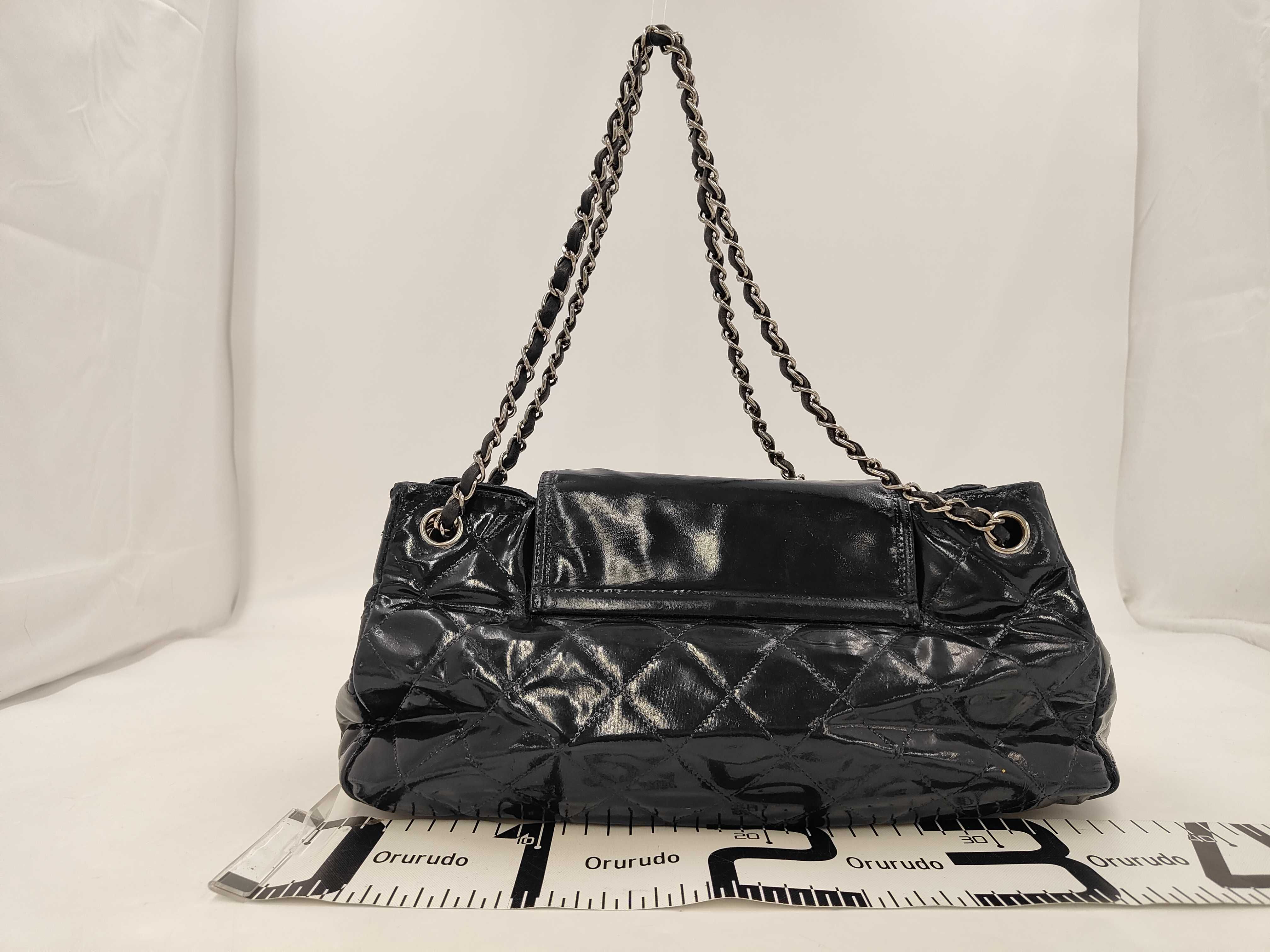 2.55 Chain Tote, Patent Leather, Navy/Silver, Serial Number 14 Series Handbag — view 2