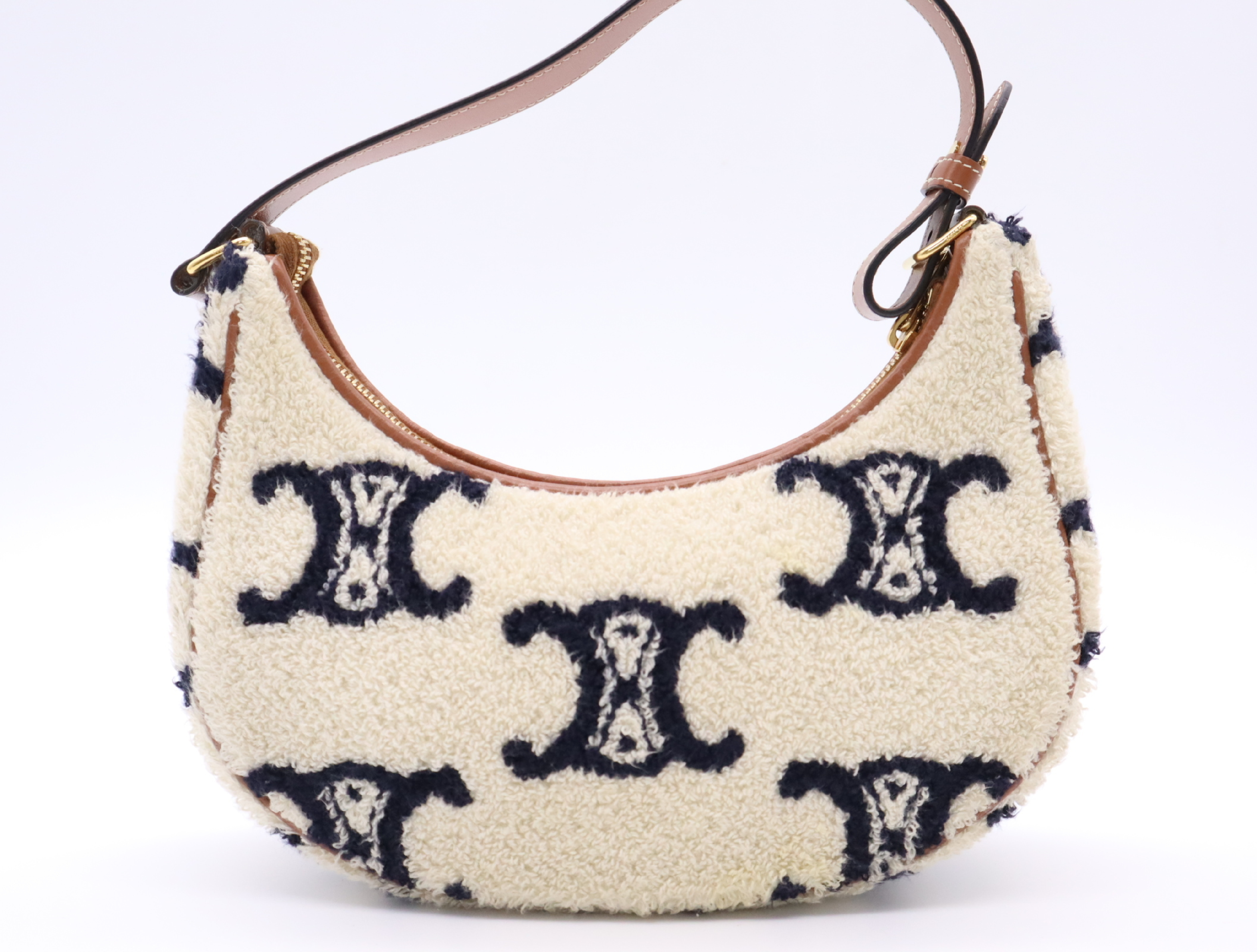Polyamide Leather Triomphe Handbag Medium Ava Ivory Brown Handbag — view 2