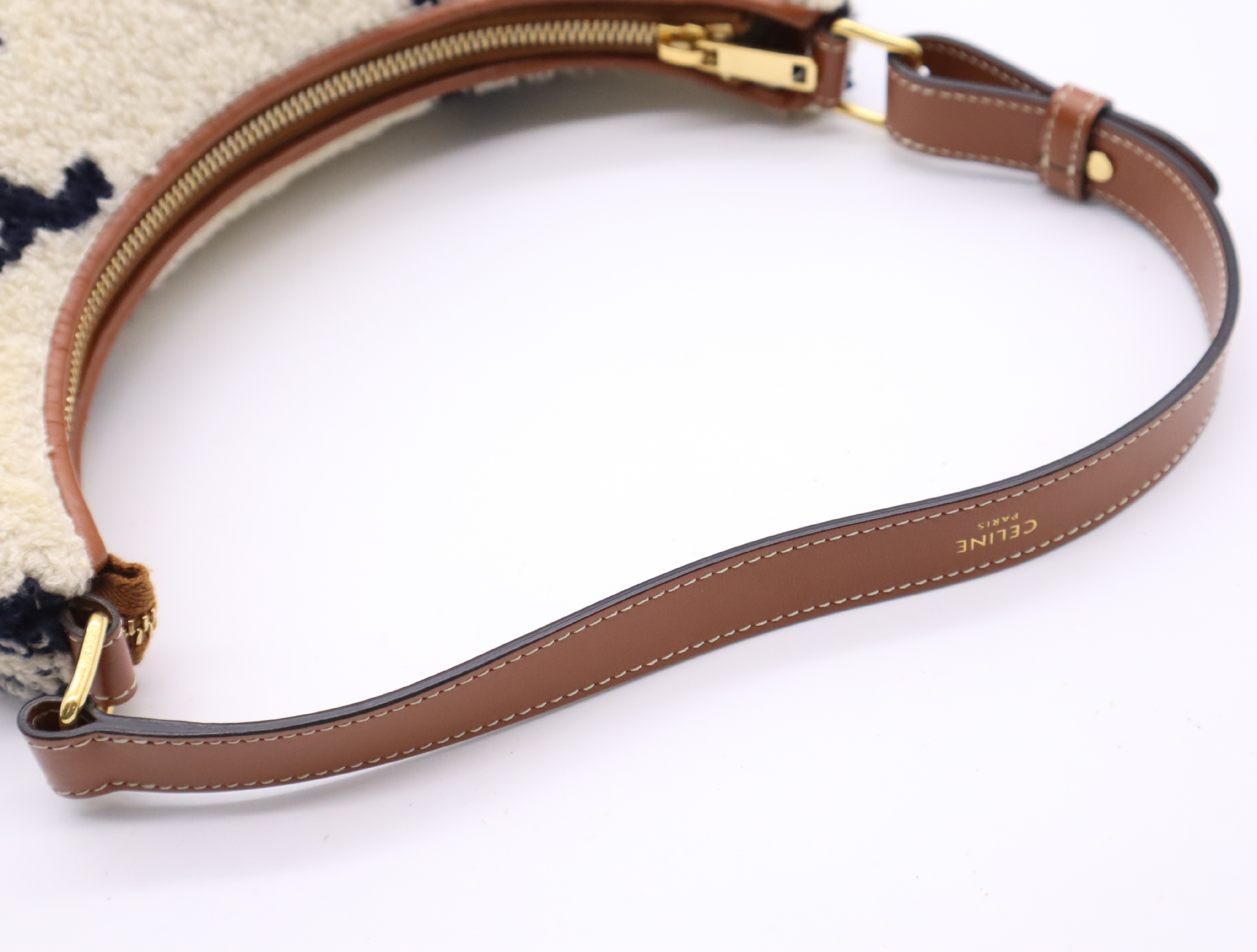 Polyamide Leather Triomphe Handbag Medium Ava Ivory Brown Handbag — view 10