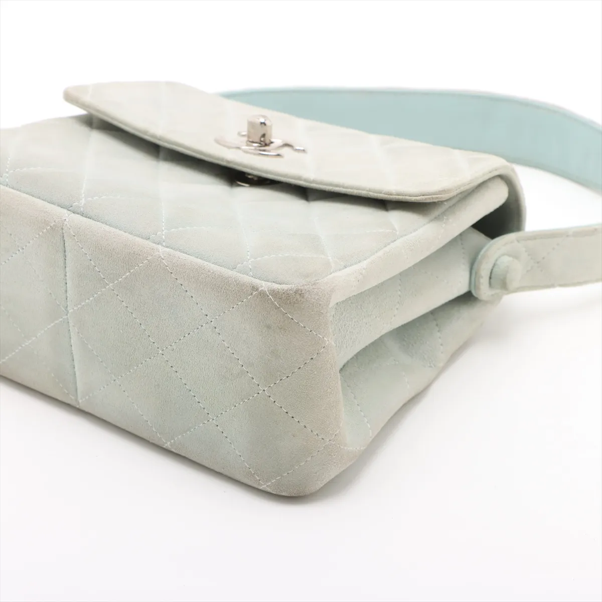 Matelasse Suede Shoulder Bag Blue Silver Hardware 4610315 No. 4 — view 3