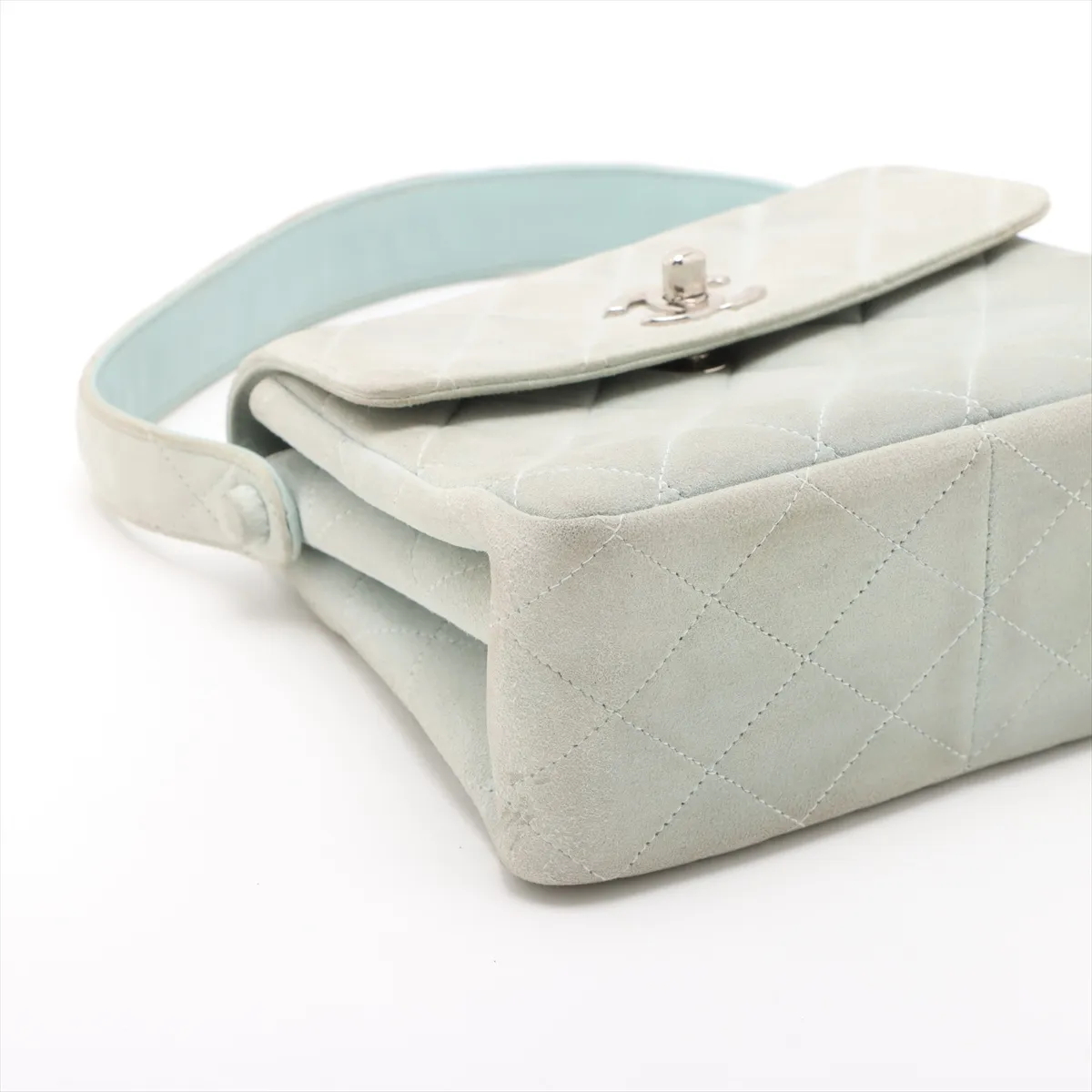 Matelasse Suede Shoulder Bag Blue Silver Hardware 4610315 No. 4 — view 4