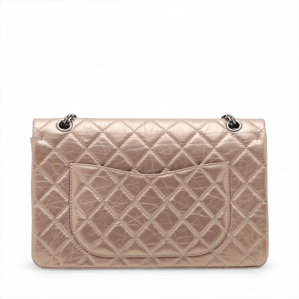 Matelassé 2.55 Maxi Vintage Calf Double Flap Double Chain Bag, Gold Gunmetal Hardware, 16619362, Serial Number 16-series, A37590 — view 2