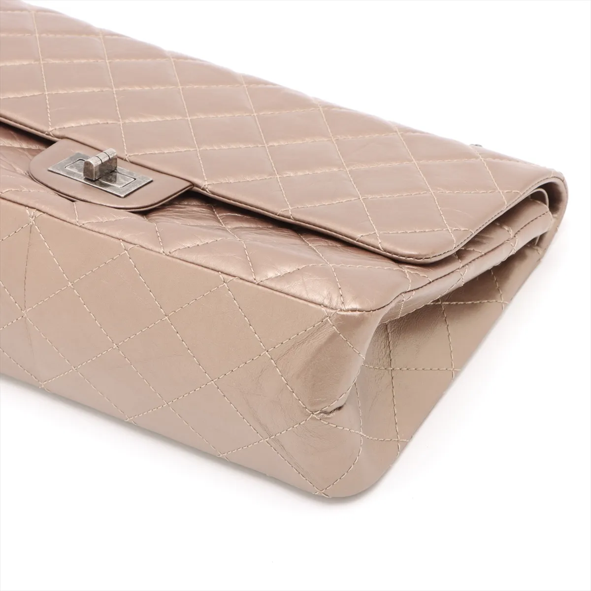 Matelassé 2.55 Maxi Vintage Calf Double Flap Double Chain Bag, Gold Gunmetal Hardware, 16619362, Serial Number 16-series, A37590 — view 3