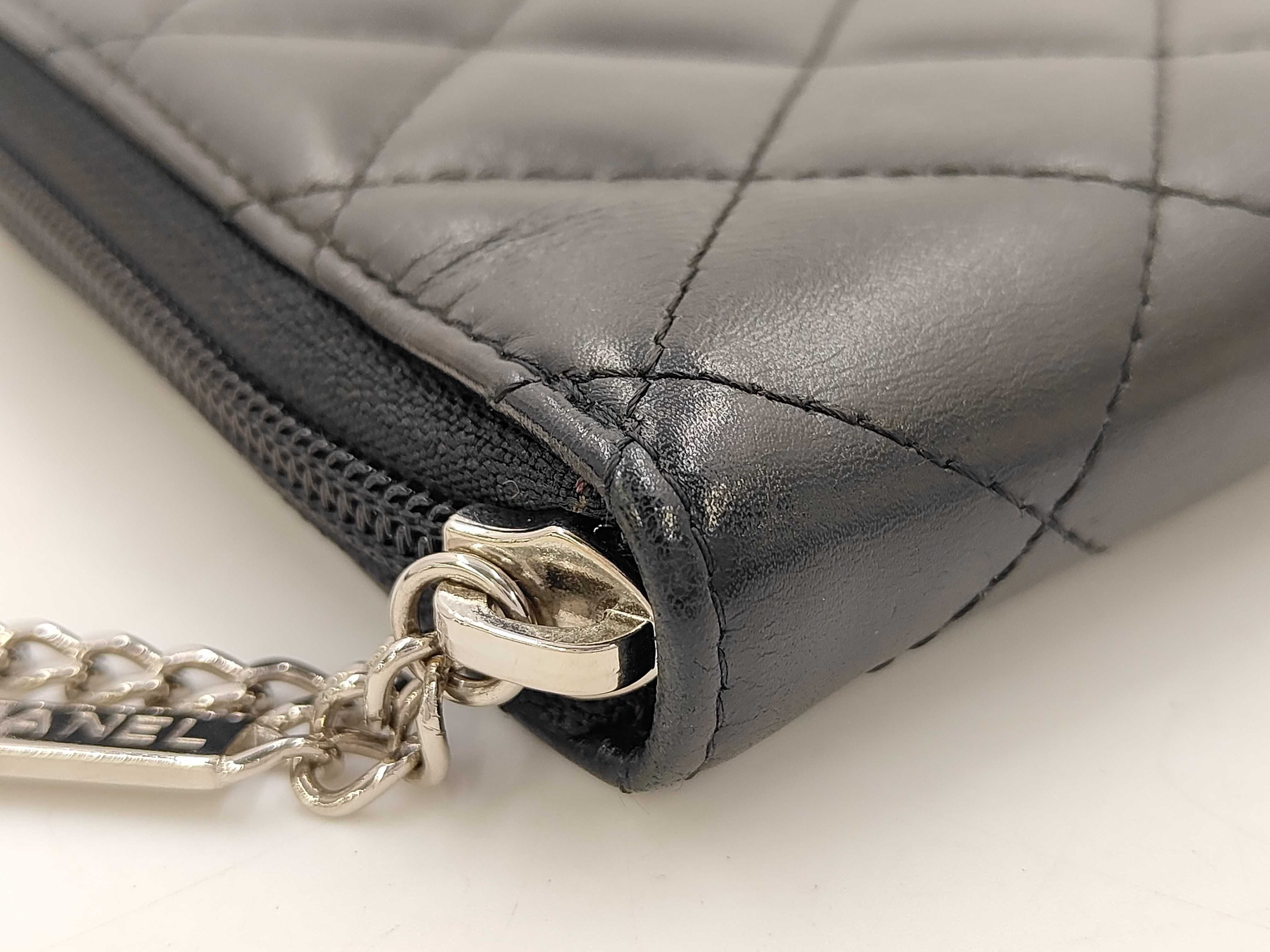 Cambon Line Zippy Wallet, Lambskin/Enamel, Black, Silver Hardware — view 2