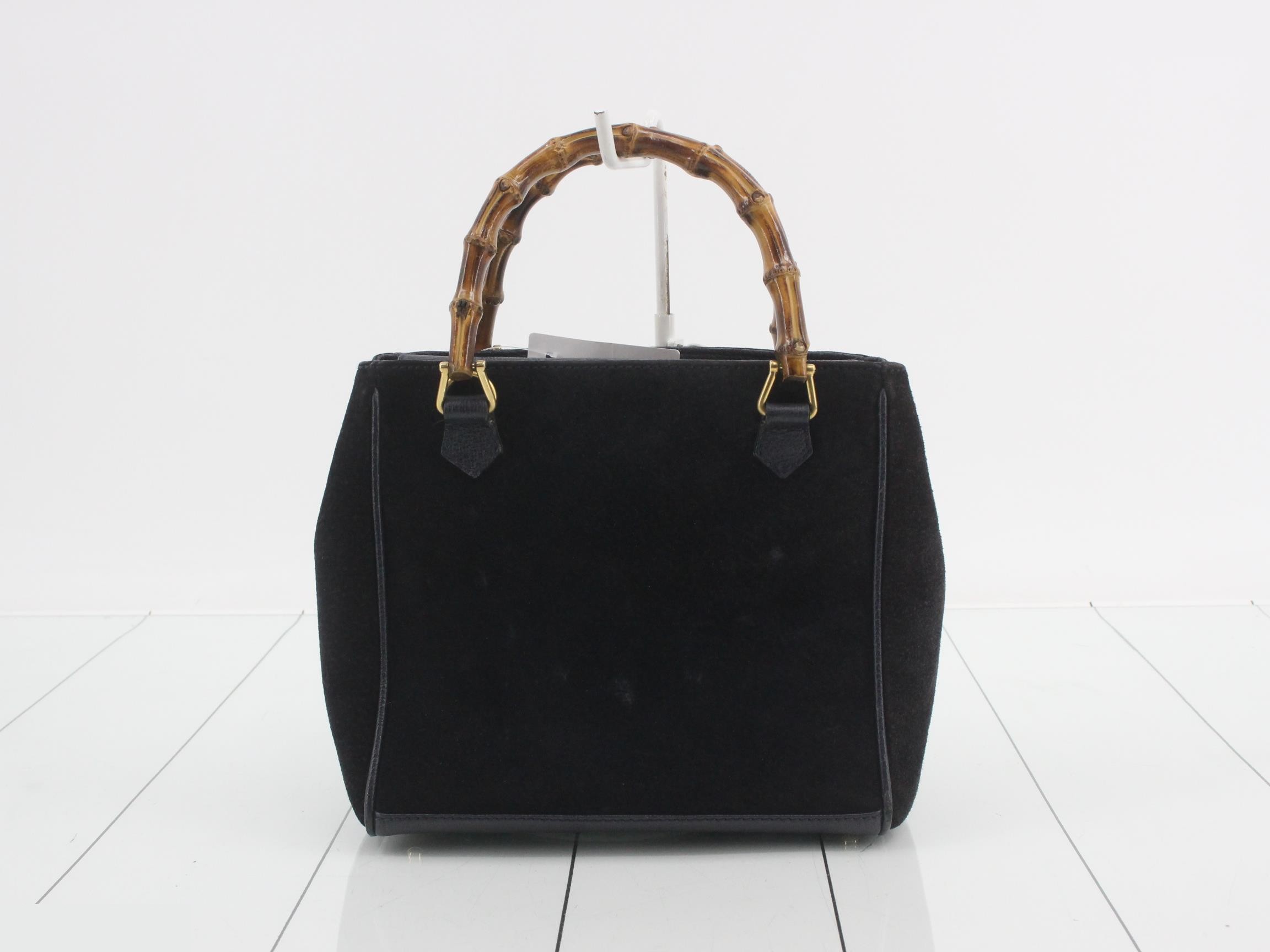 Bamboo suede handbag, black — view 2
