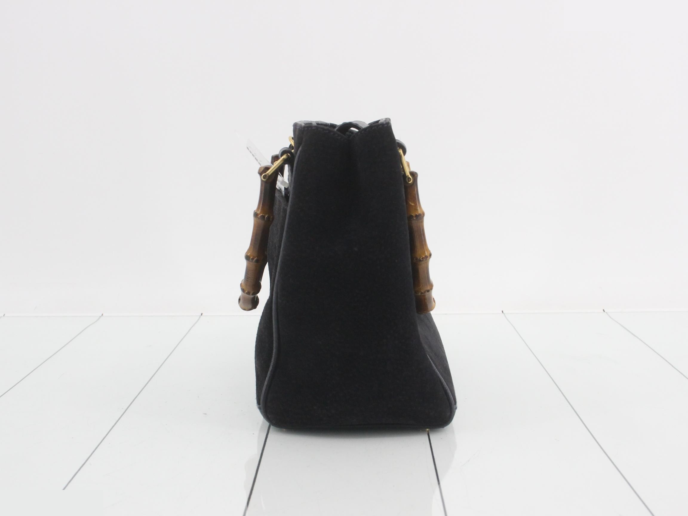 Bamboo suede handbag, black — view 3