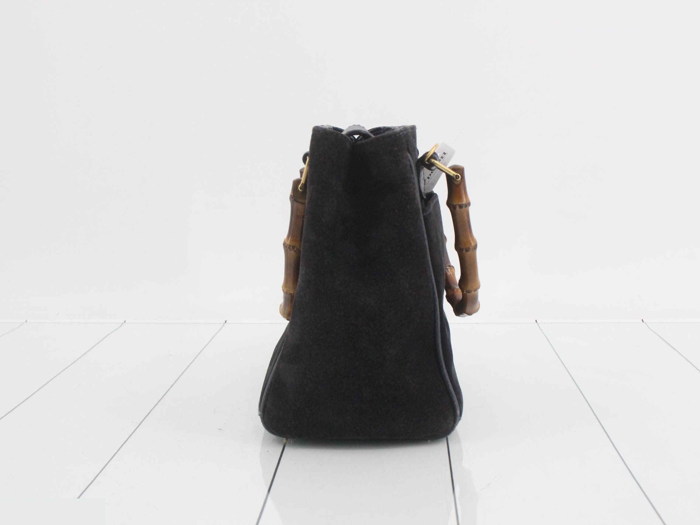 Bamboo suede handbag, black — view 4