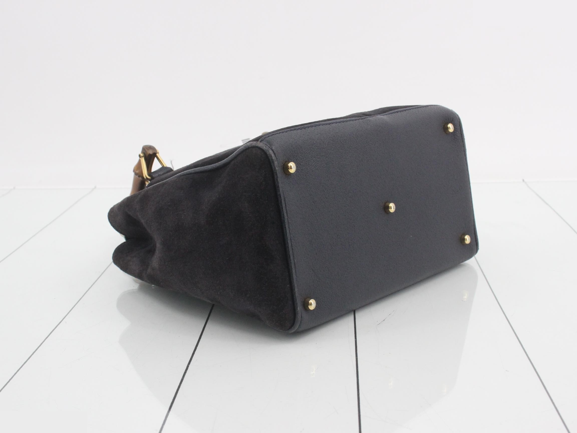 Bamboo suede handbag, black — view 5
