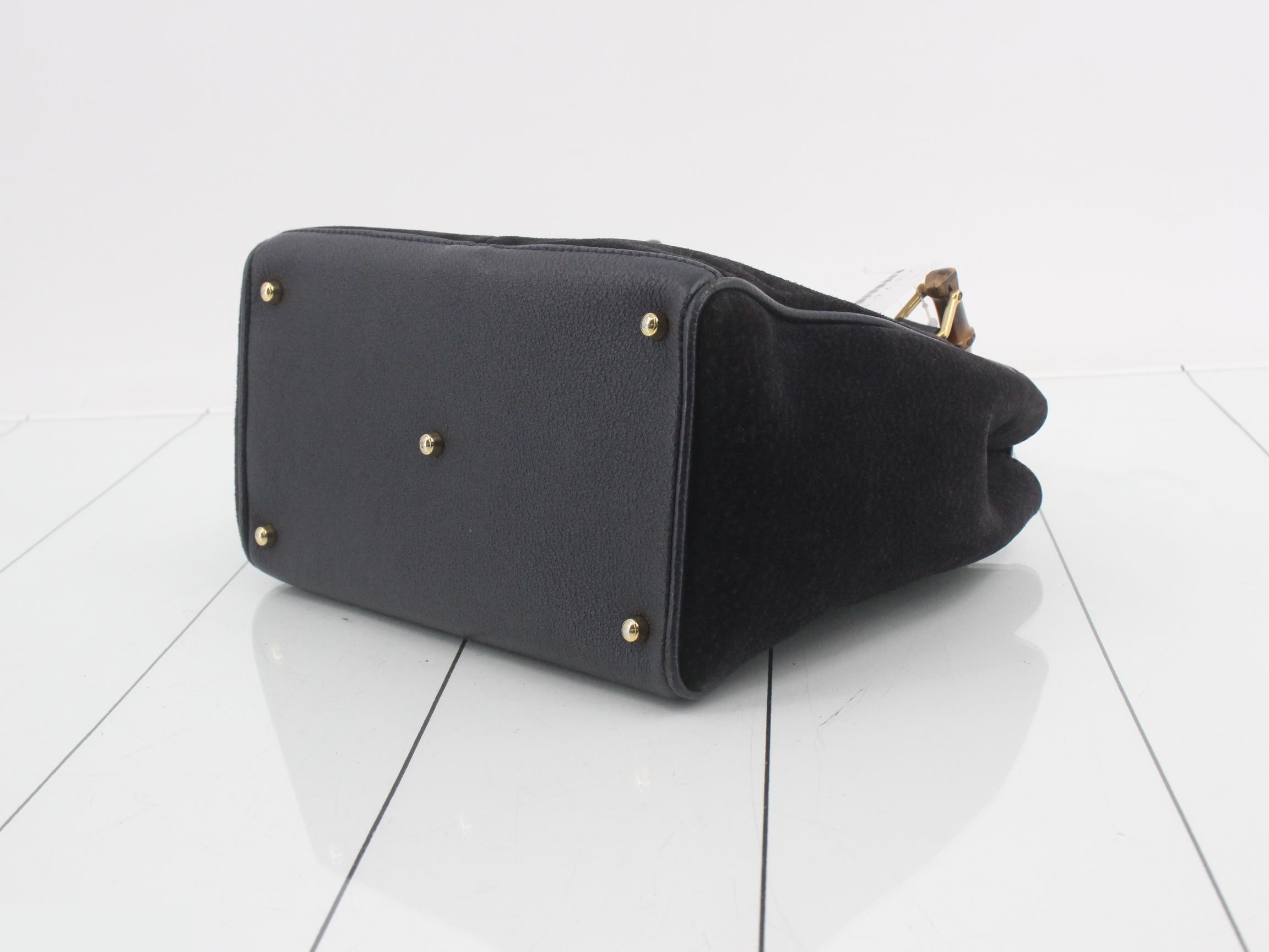 Bamboo suede handbag, black — view 6