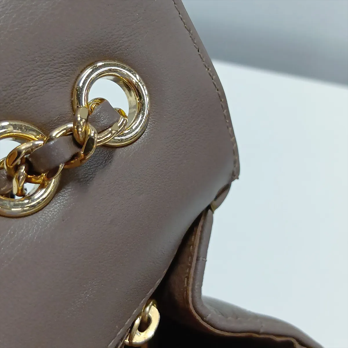 Chevron Lambskin Single Flap Double Chain Bag, Brown with Gold Hardware, 26130276 (Serial Number 26) — view 11