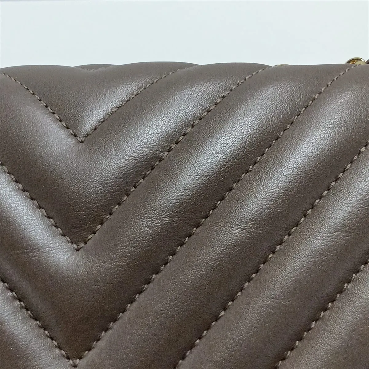 Chevron Lambskin Single Flap Double Chain Bag, Brown with Gold Hardware, 26130276 (Serial Number 26) — view 15