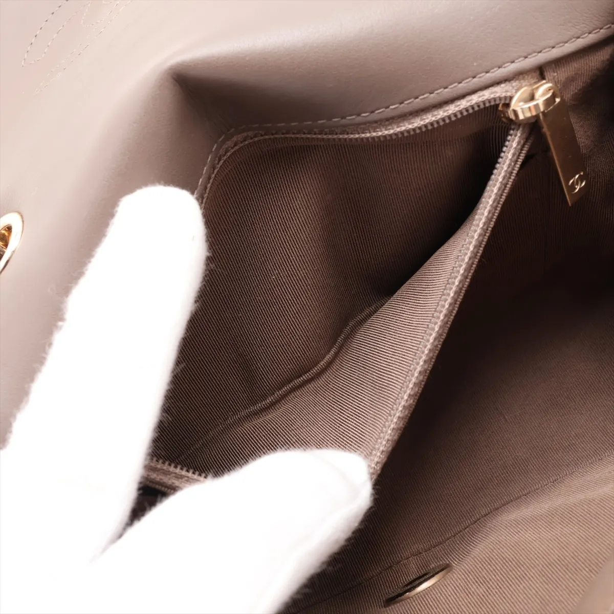 Chevron Lambskin Single Flap Double Chain Bag, Brown with Gold Hardware, 26130276 (Serial Number 26) — view 7