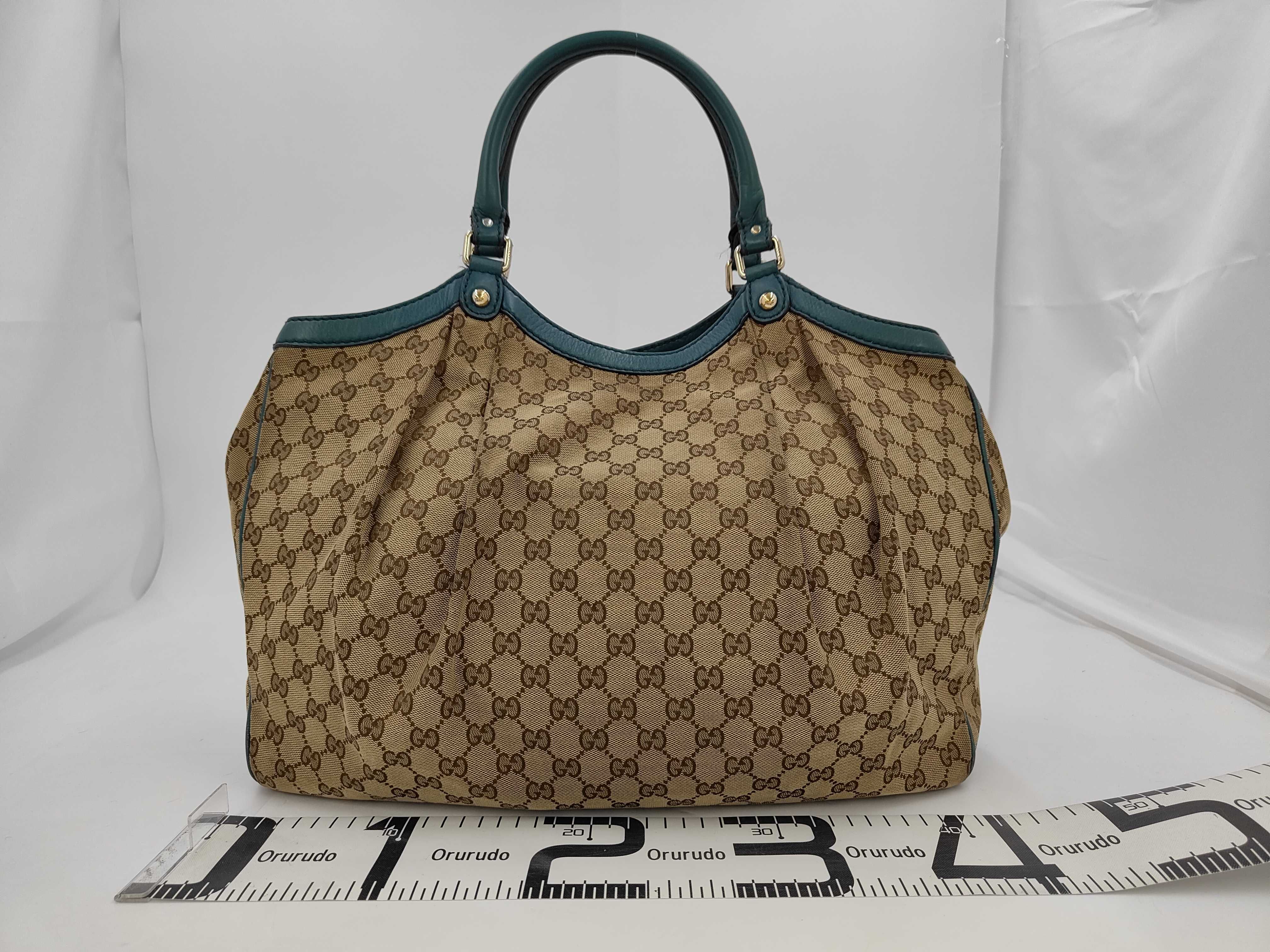 Canvas x Leather GG Canvas Green Tote Bag — view 2