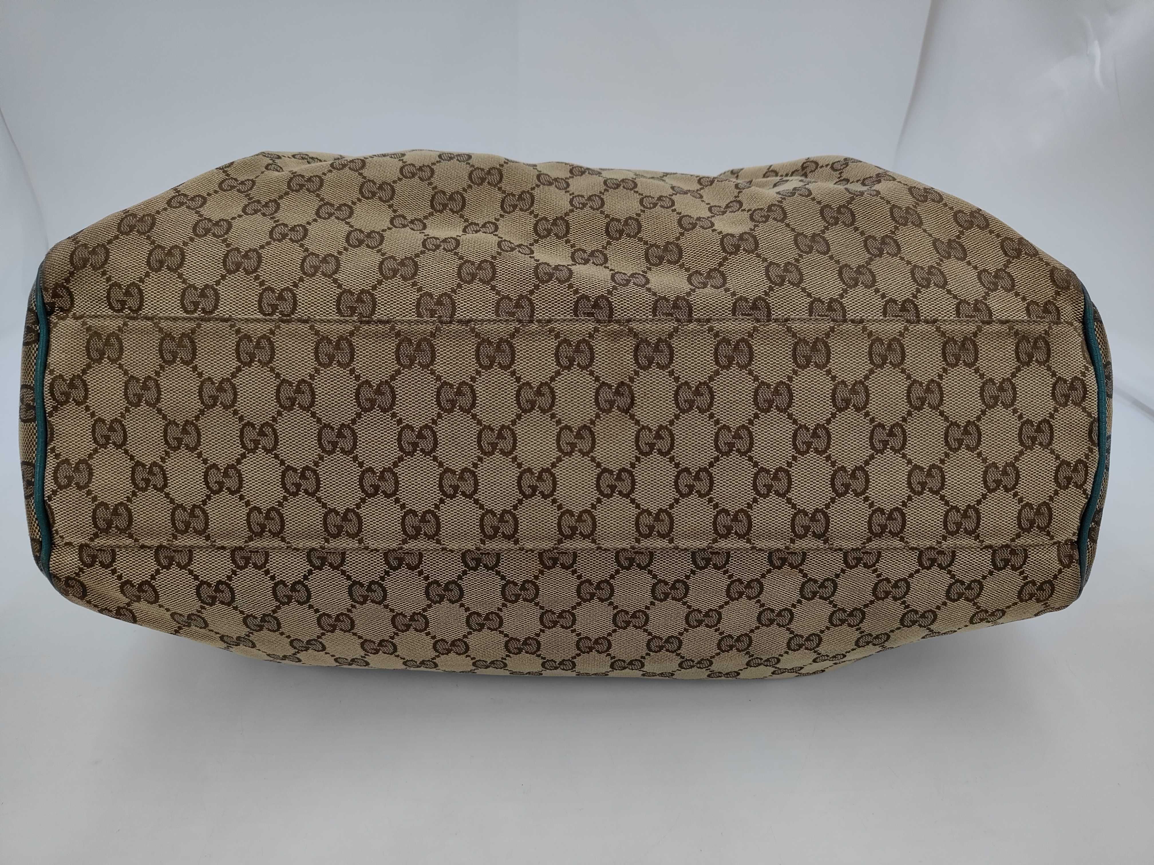 Canvas x Leather GG Canvas Green Tote Bag — view 3
