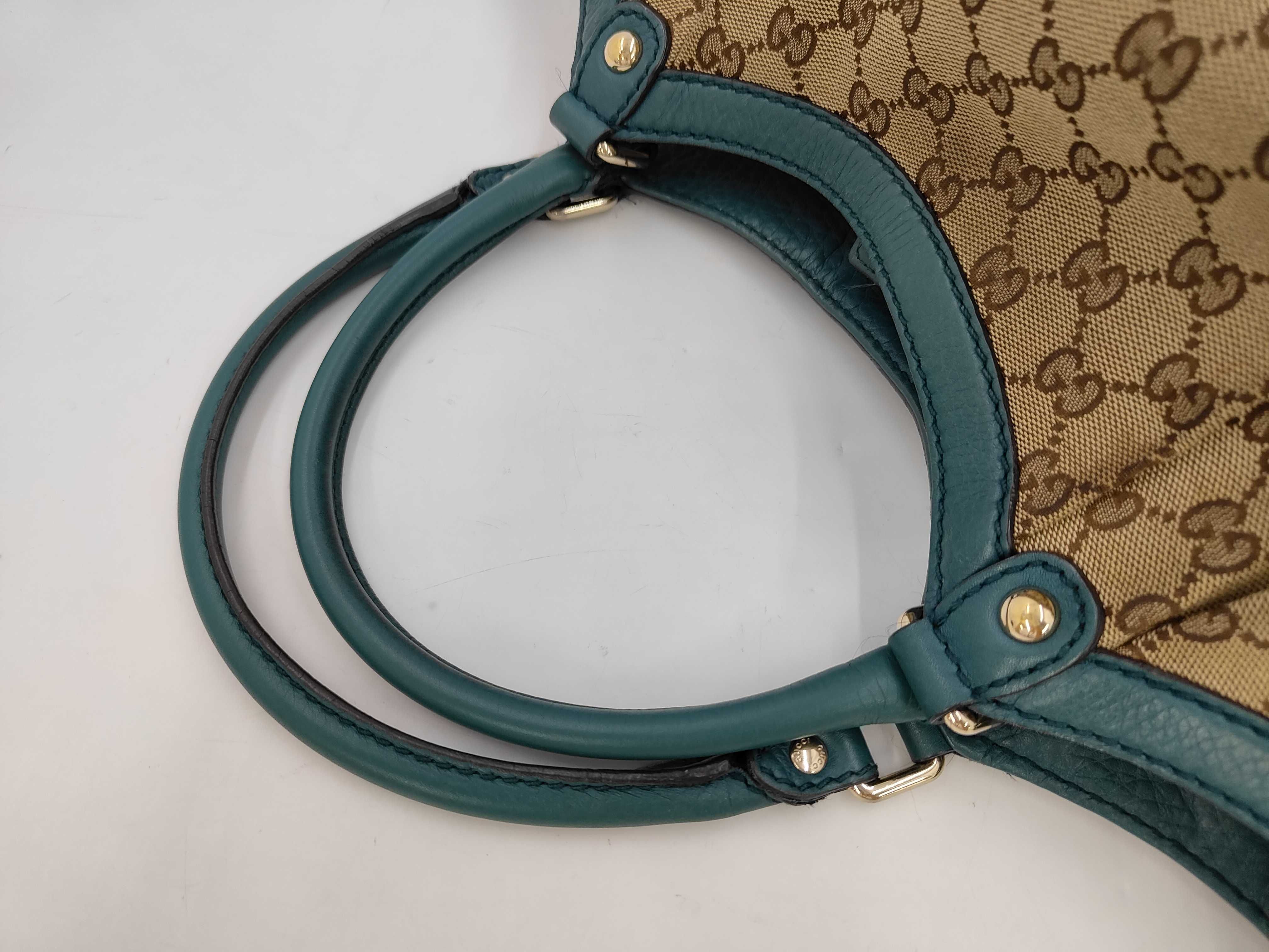 Canvas x Leather GG Canvas Green Tote Bag — view 5