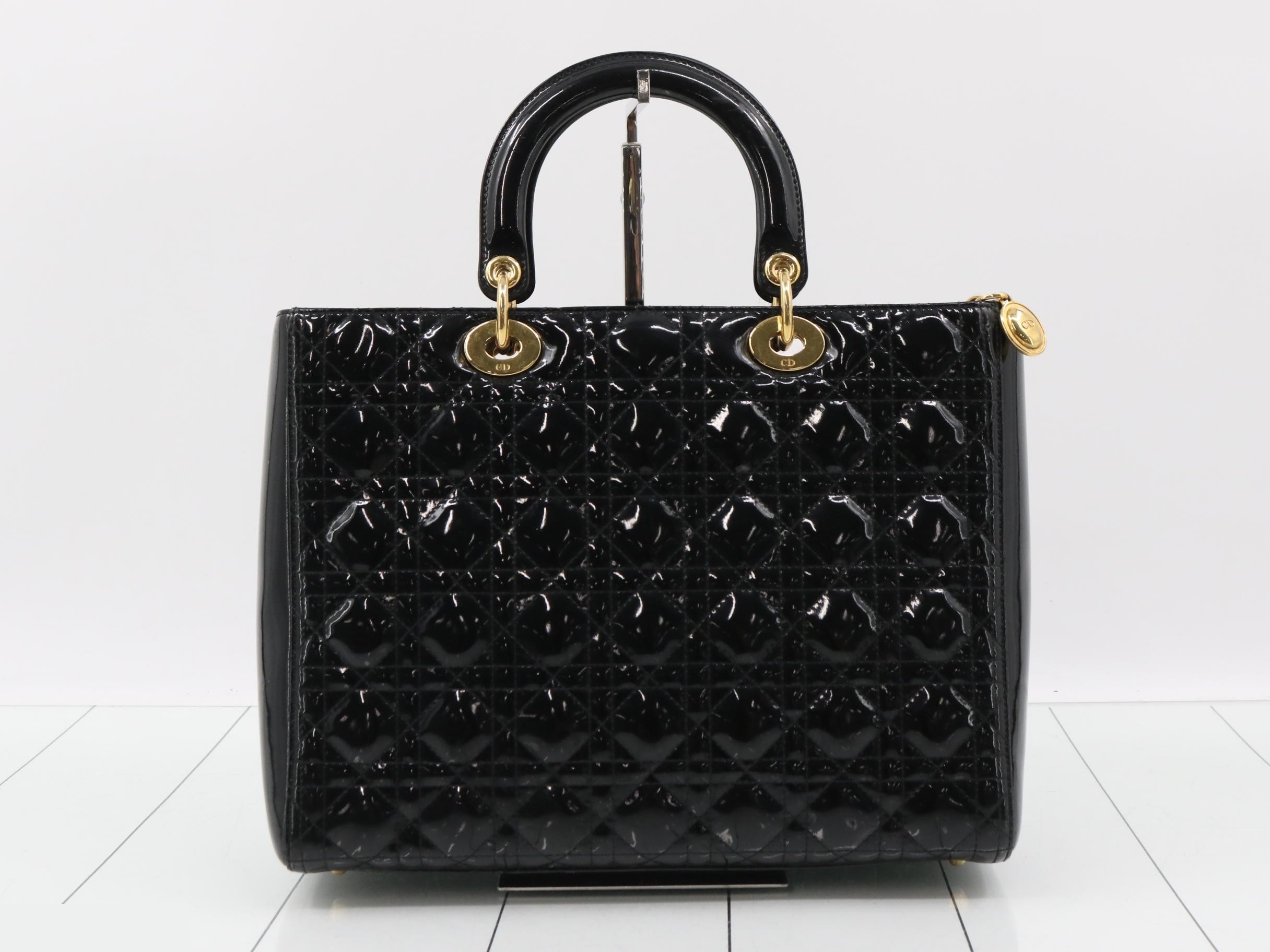 Lady Dior Large 7-tier Cannage Patent Leather Black — view 2