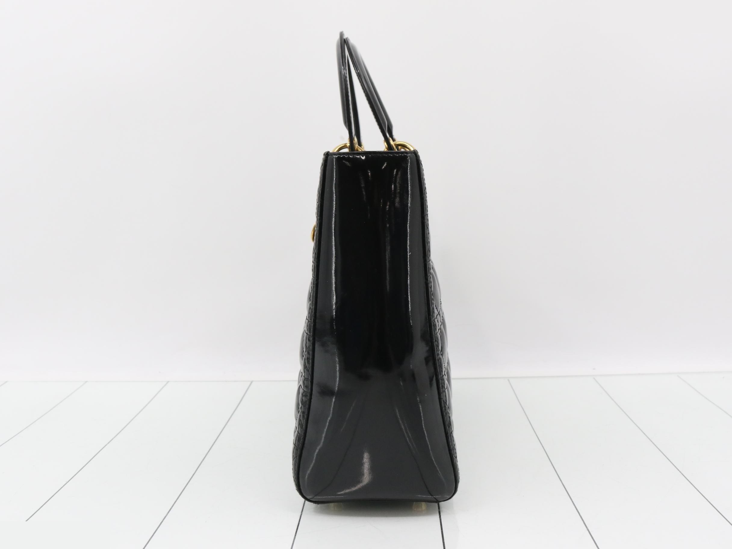 Lady Dior Large 7-tier Cannage Patent Leather Black — view 3