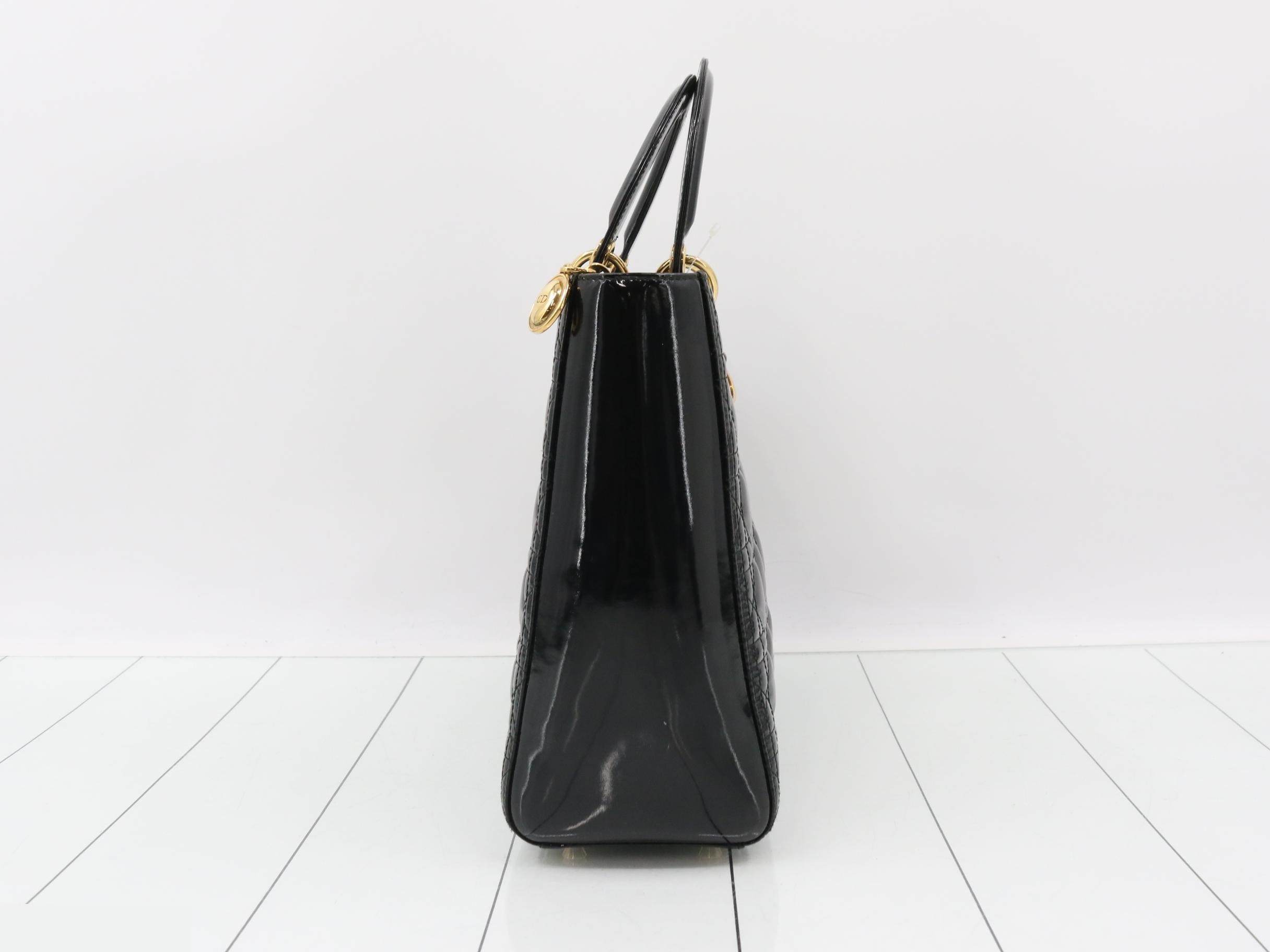 Lady Dior Large 7-tier Cannage Patent Leather Black — view 4