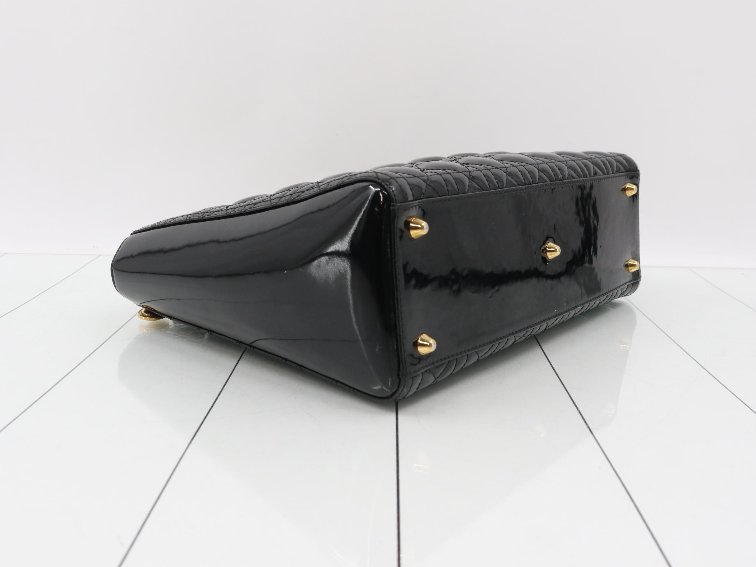 Lady Dior Large 7-tier Cannage Patent Leather Black — view 5
