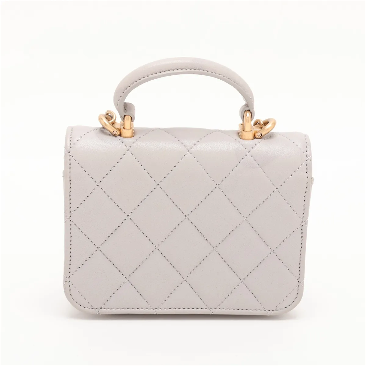 Matelassé Lambskin 2-Way Handbag, Gray with Gold Hardware, Item Number 31528287 (Serial Number 31) — view 2