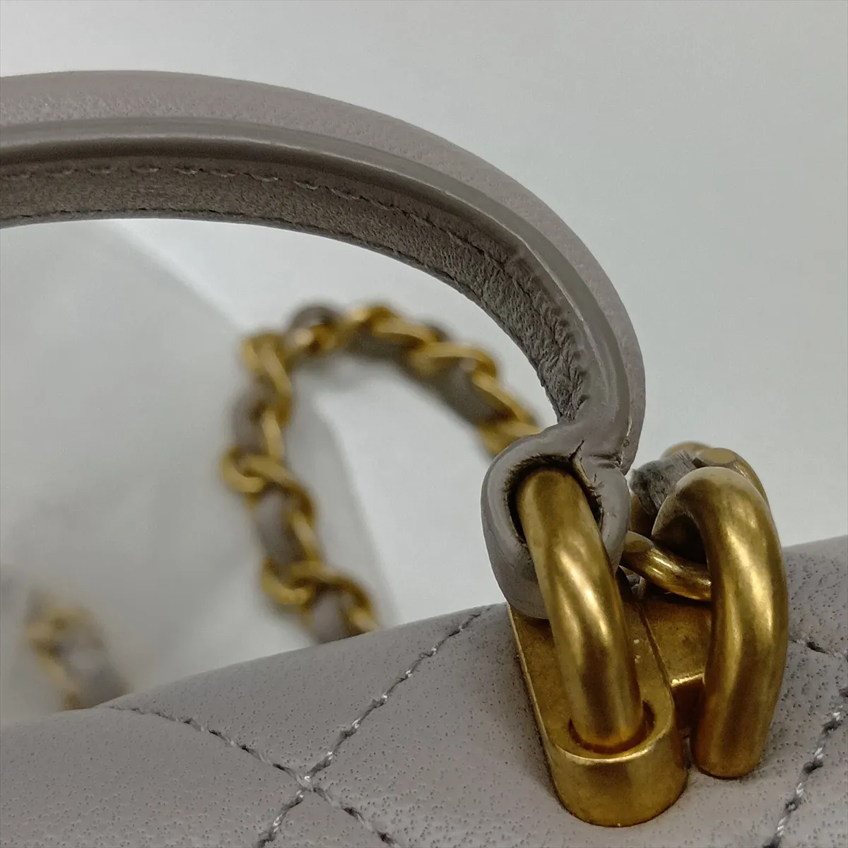 Matelassé Lambskin 2-Way Handbag, Gray with Gold Hardware, Item Number 31528287 (Serial Number 31) — view 12