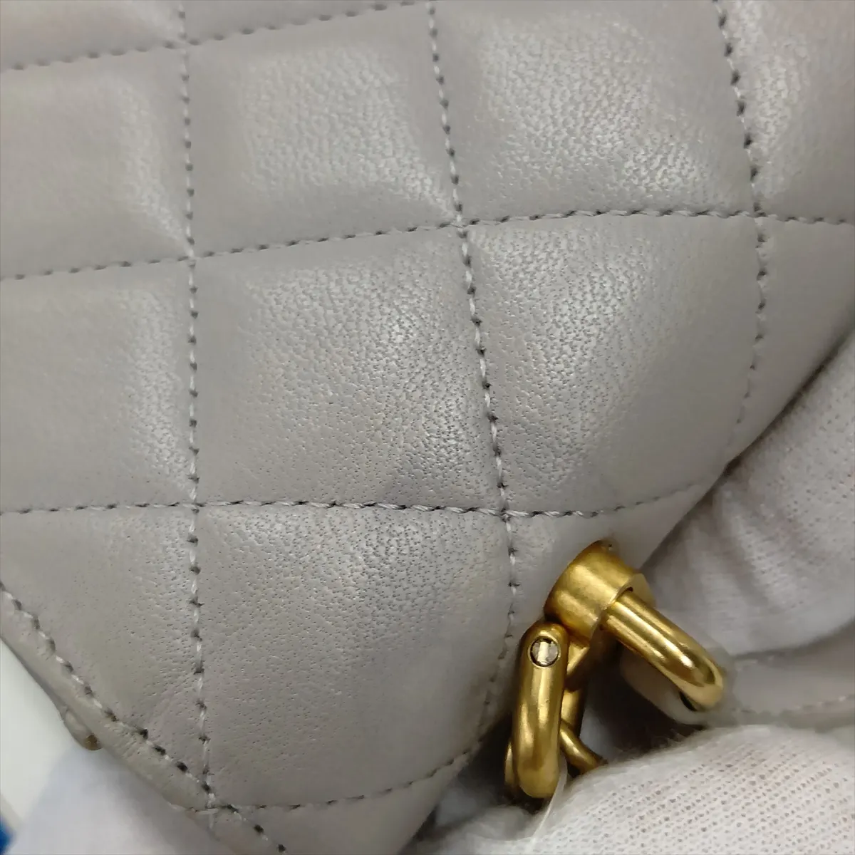 Matelassé Lambskin 2-Way Handbag, Gray with Gold Hardware, Item Number 31528287 (Serial Number 31) — view 13