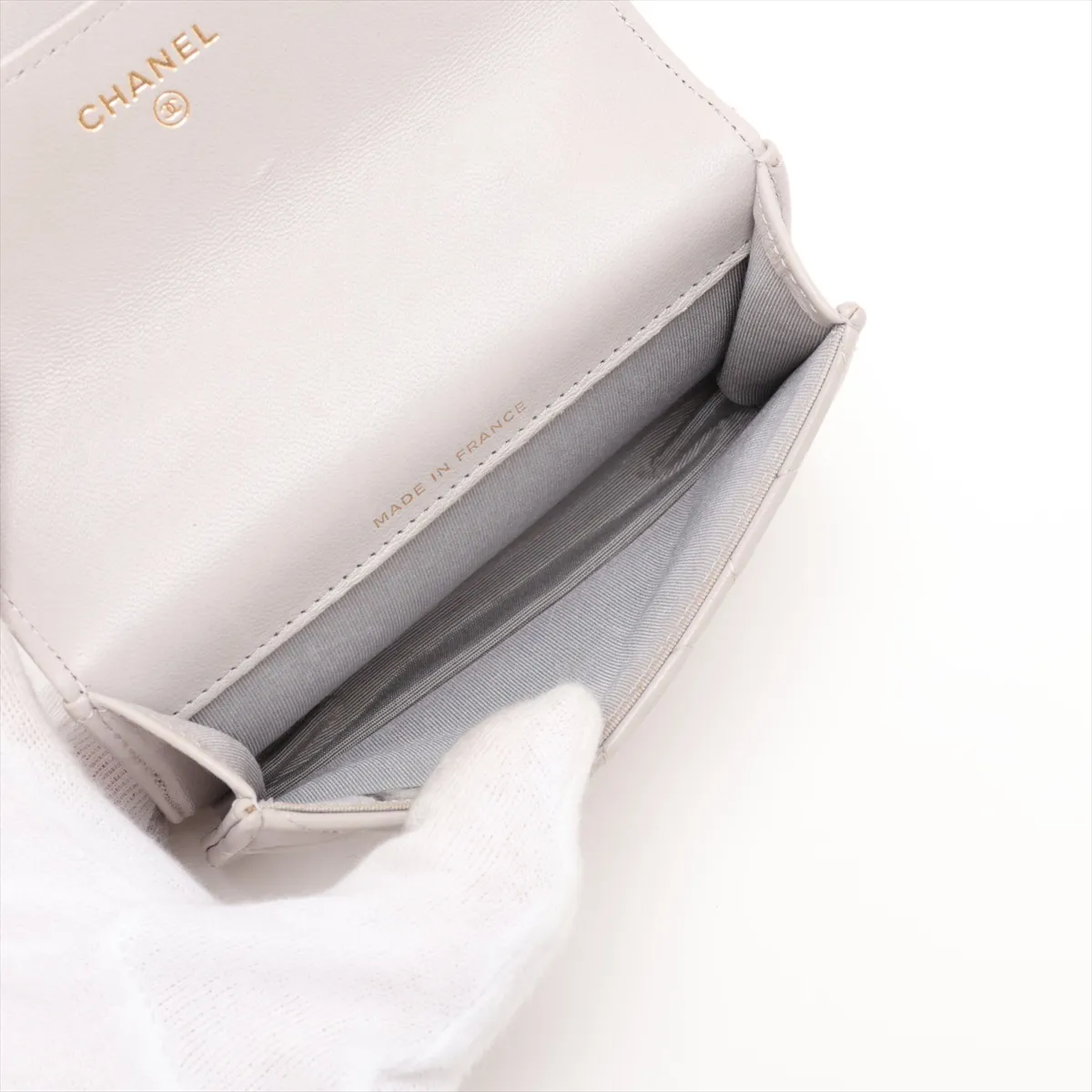 Matelassé Lambskin 2-Way Handbag, Gray with Gold Hardware, Item Number 31528287 (Serial Number 31) — view 8