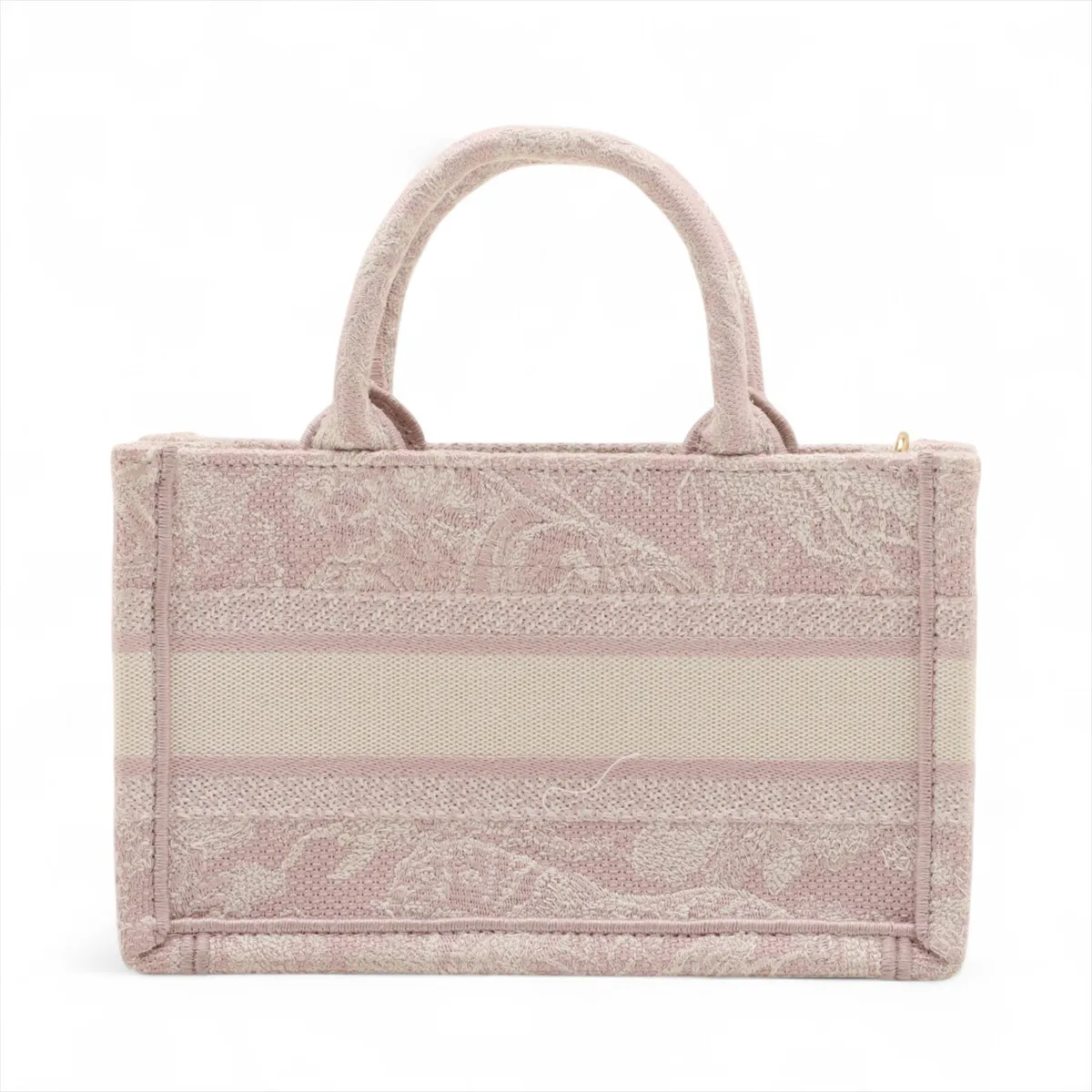 Reverse Toile de Jouy Embroidery Mini Book Tote Canvas 2WAY Handbag Pink Star Mark — view 2