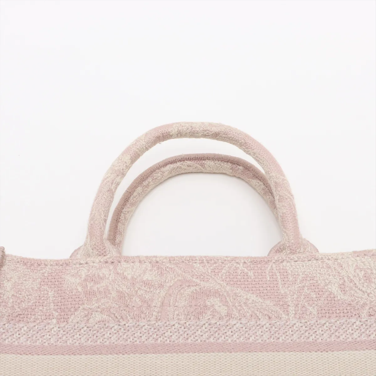 Reverse Toile de Jouy Embroidery Mini Book Tote Canvas 2WAY Handbag Pink Star Mark — view 6