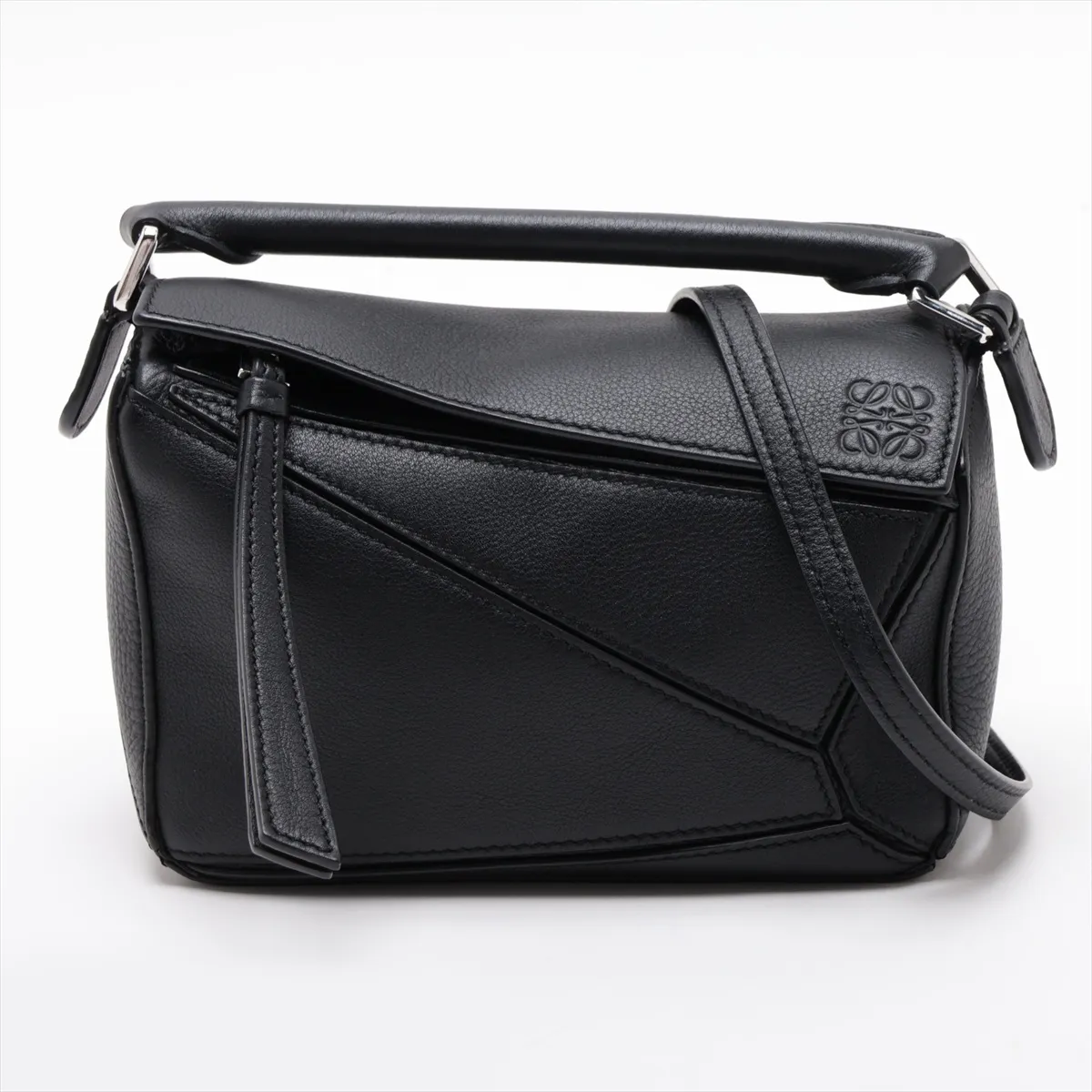 Mini Puzzle Bag Leather 2-Way Shoulder Bag Black