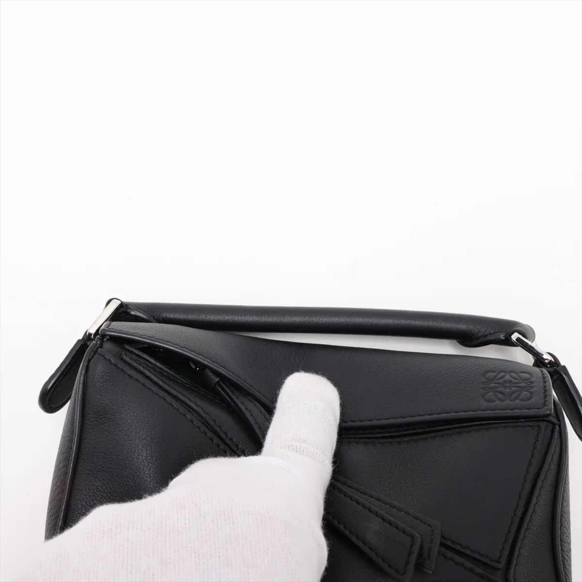 Mini Puzzle Bag Leather 2-Way Shoulder Bag Black — view 6