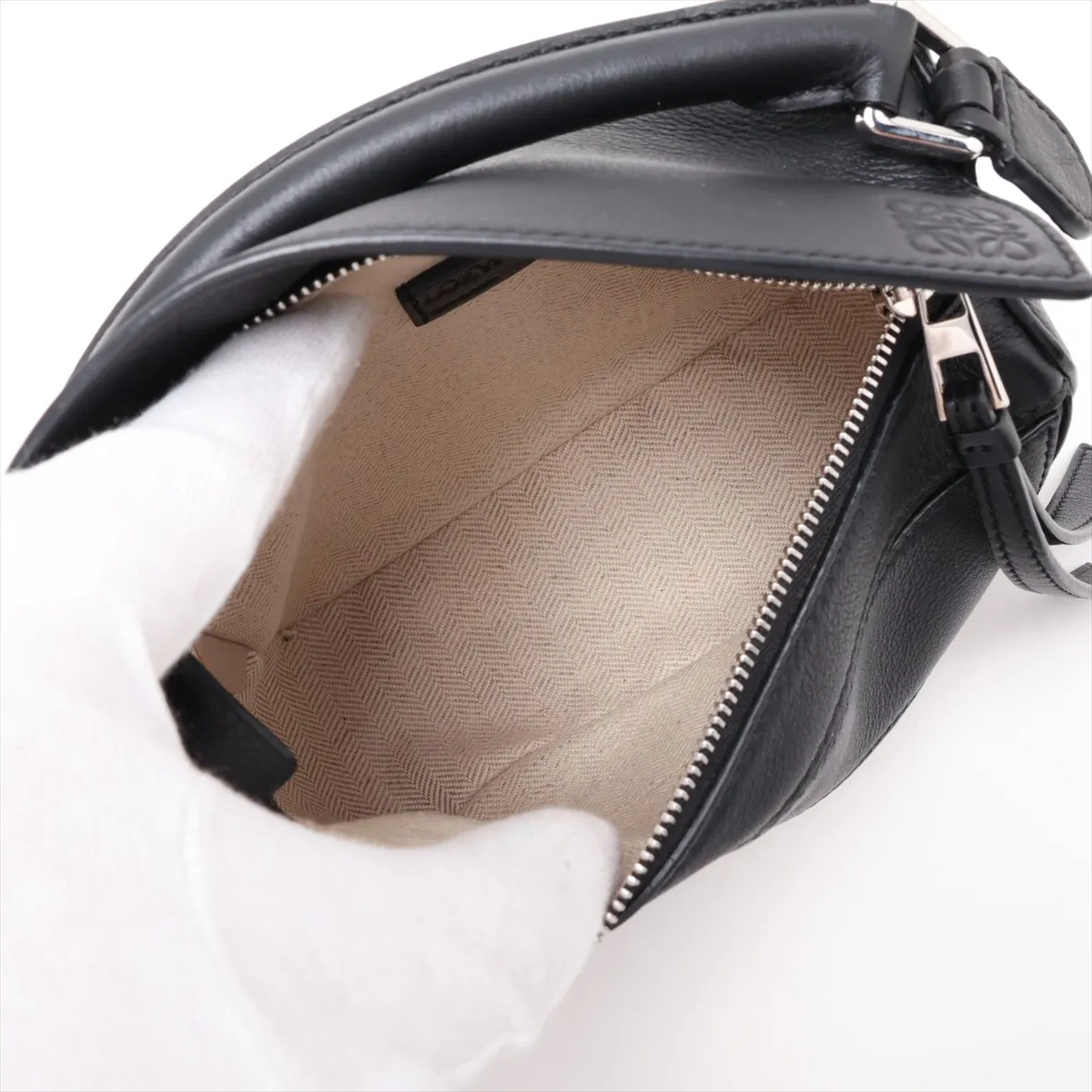 Mini Puzzle Bag Leather 2-Way Shoulder Bag Black — view 8