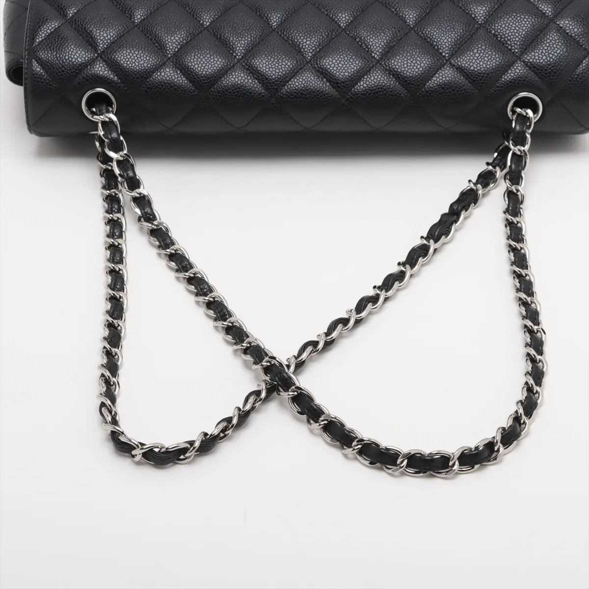 [Individually wrapped] Chanel Deca Matelasse 34 Maxi Caviar Skin Double Flap Double Chain Bag Black Silver Hardware 15357728 15th Series A58601 — view 5