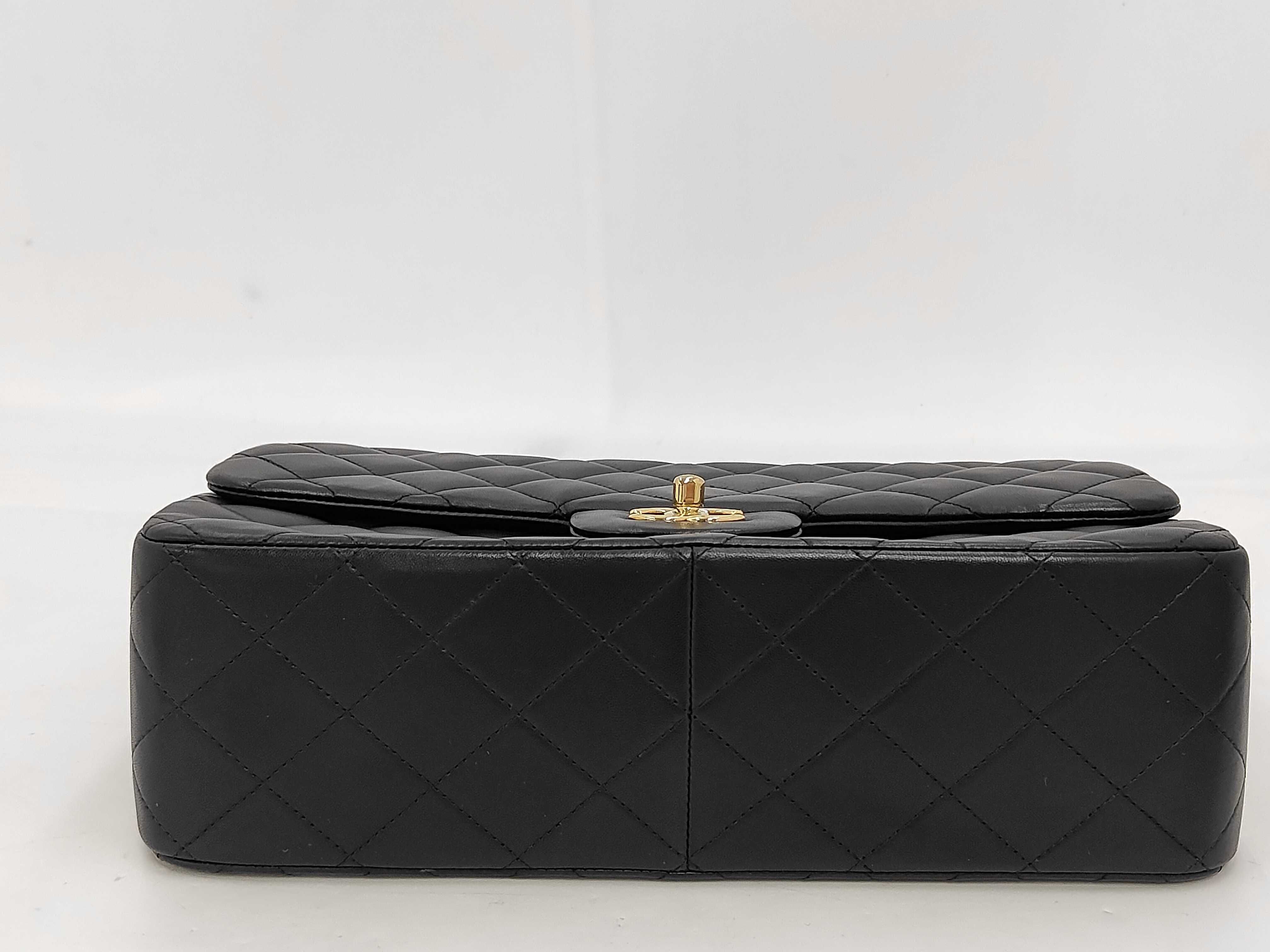 Classic Flap CF Black Lambskin Jumbo Shoulder Bag (No. 21) with Card Holder, Gold Hardware — view 4