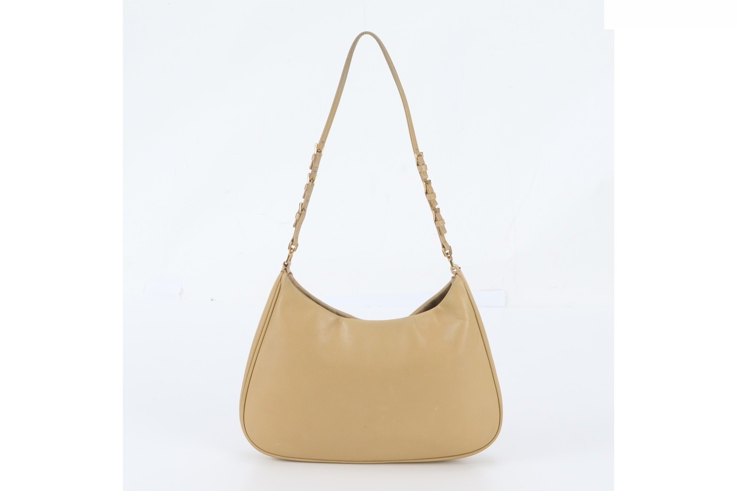 White tag included. Triangle logo leather shoulder bag. — view 3