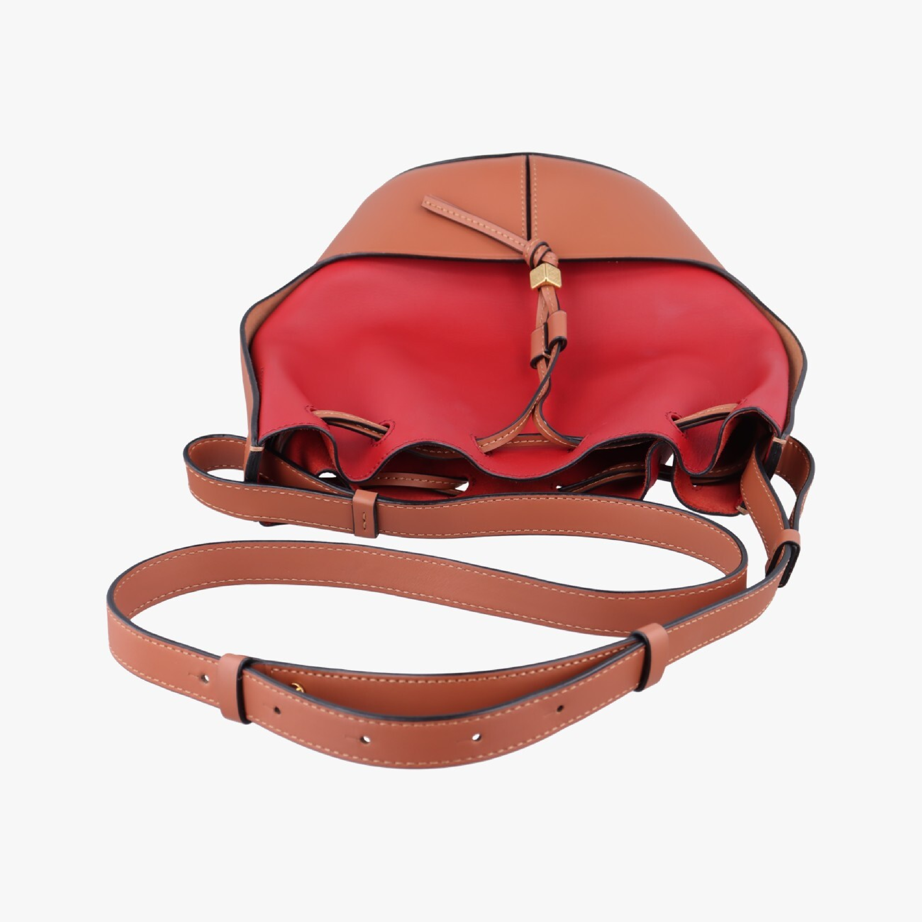 Balloon Red x Brown Leather Shoulder Bag 262027 — view 5