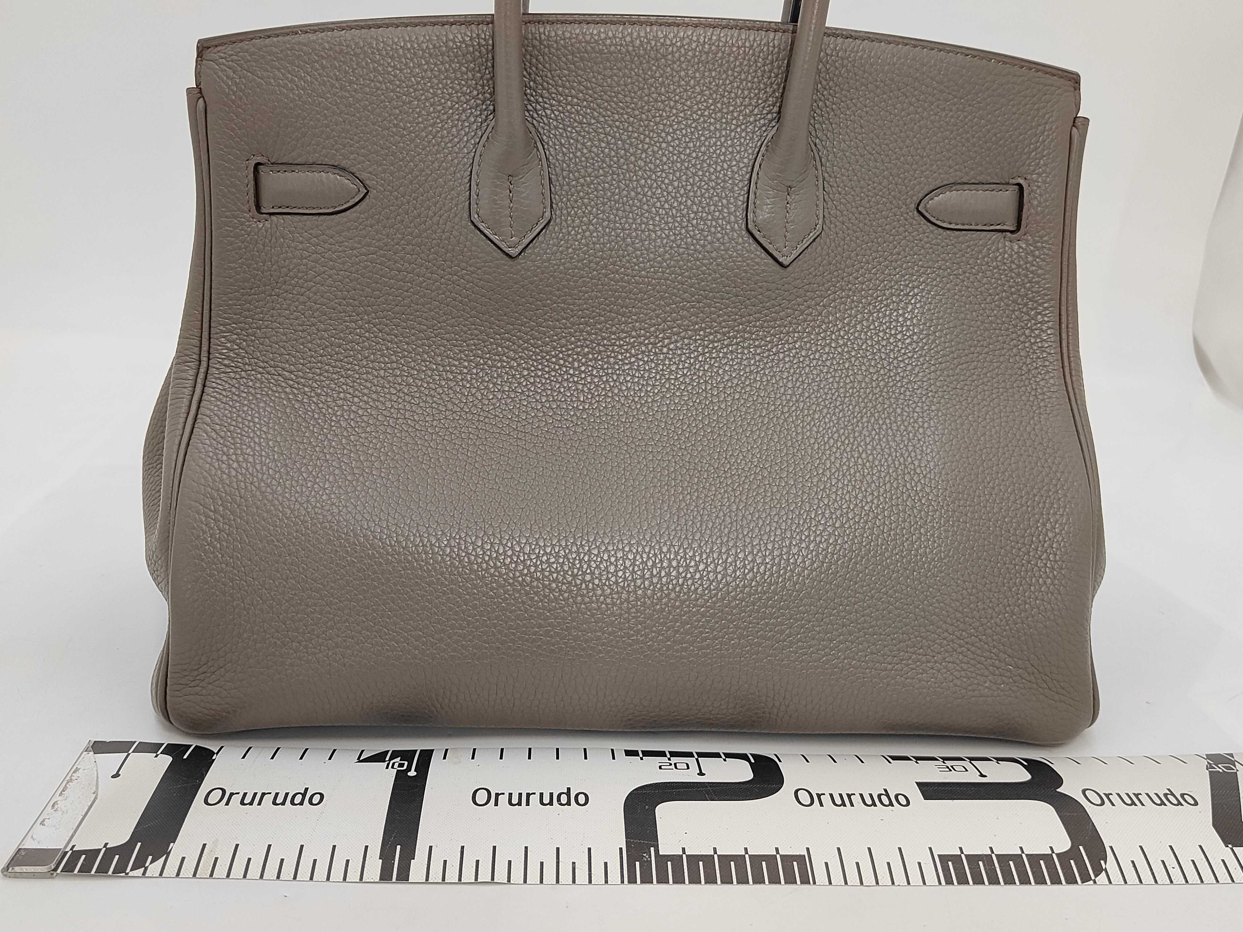 Birkin 35 Gris Asphalt Togo Leather Handbag with T Stamp and Silver Hardware — view 2