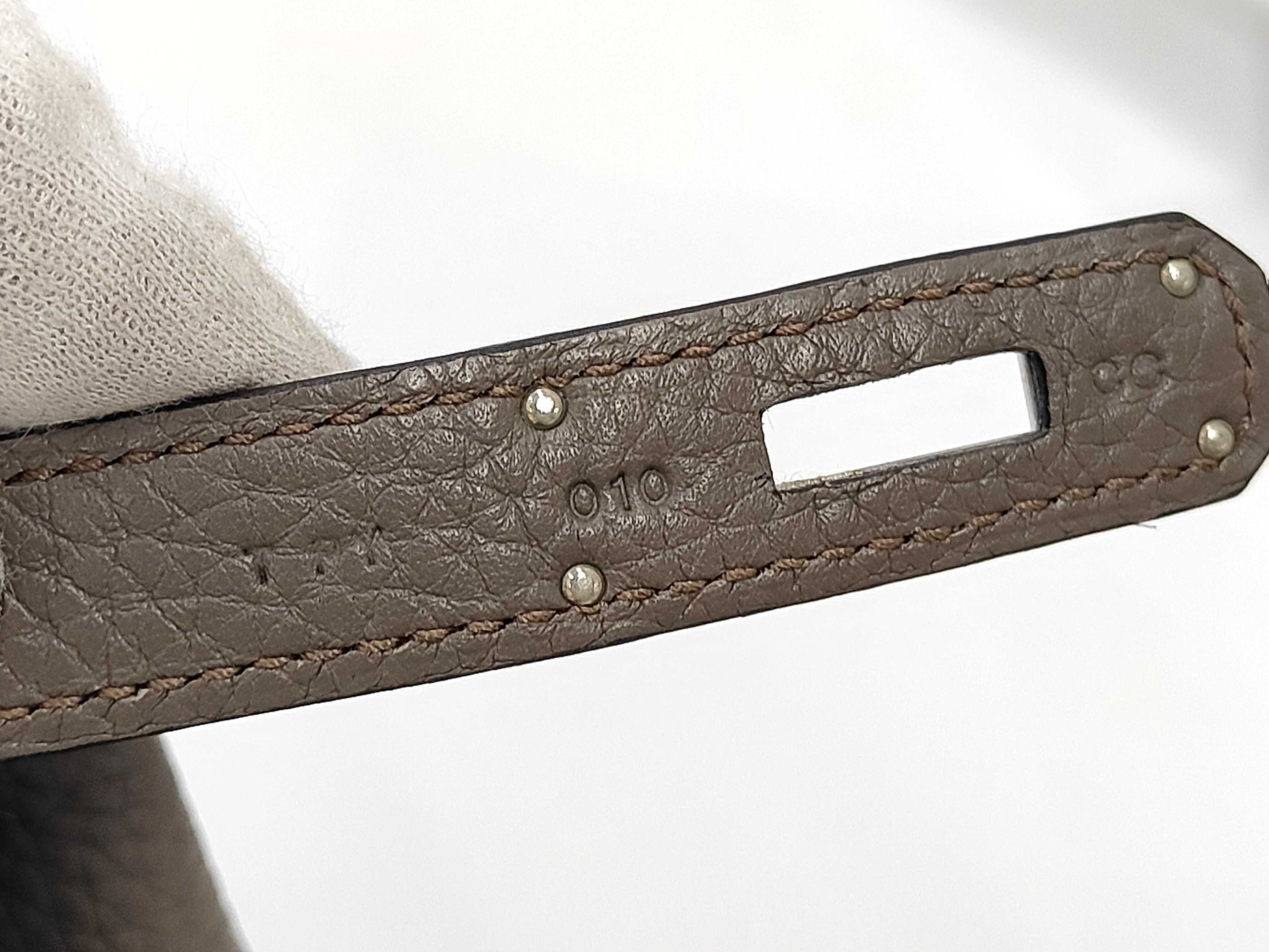 Birkin 35 Gris Asphalt Togo Leather Handbag with T Stamp and Silver Hardware — view 14