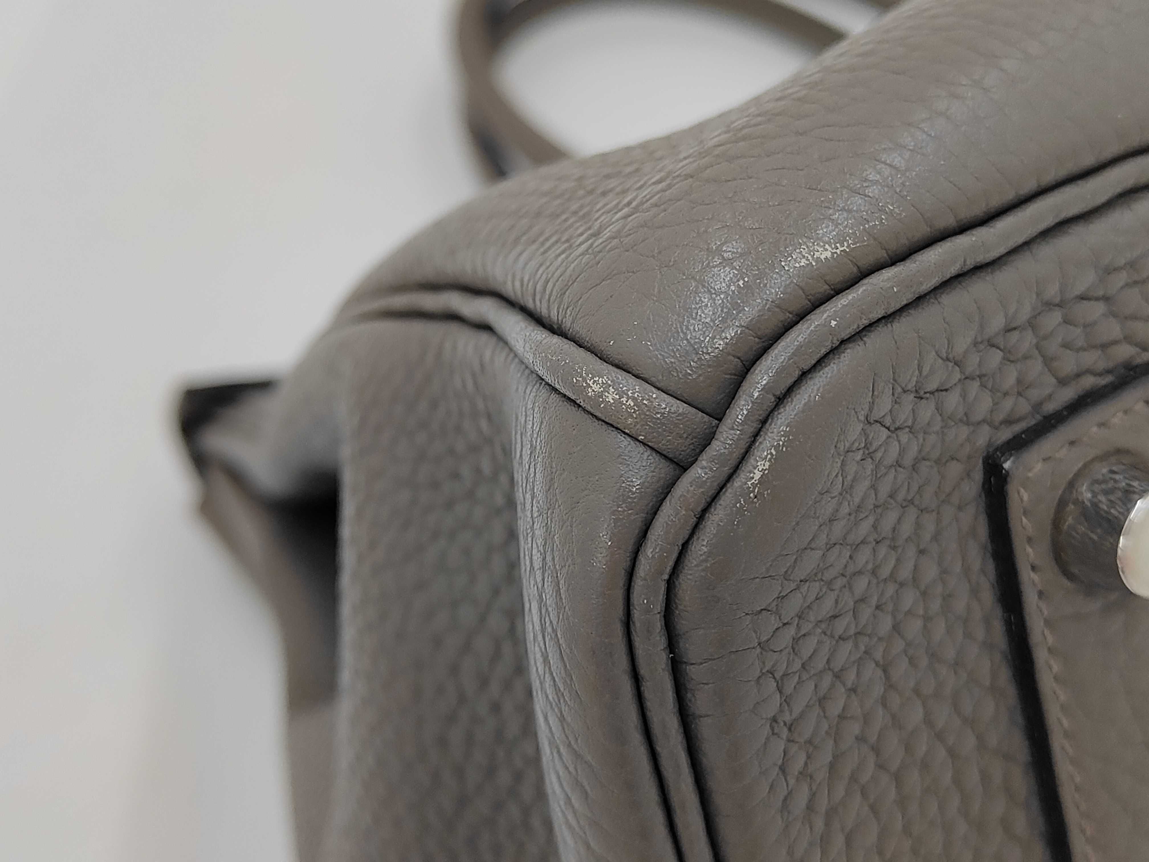 Birkin 35 Gris Asphalt Togo Leather Handbag with T Stamp and Silver Hardware — view 3