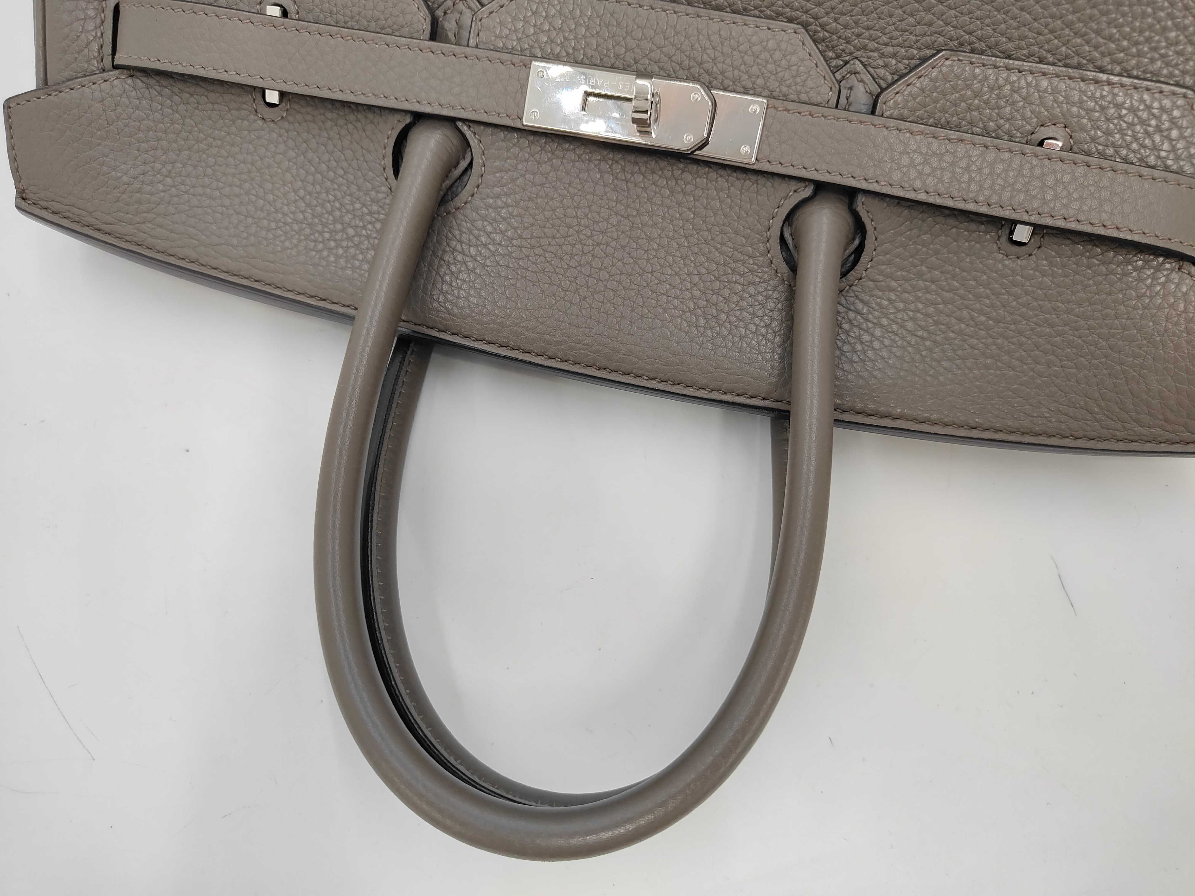 Birkin 35 Gris Asphalt Togo Leather Handbag with T Stamp and Silver Hardware — view 5