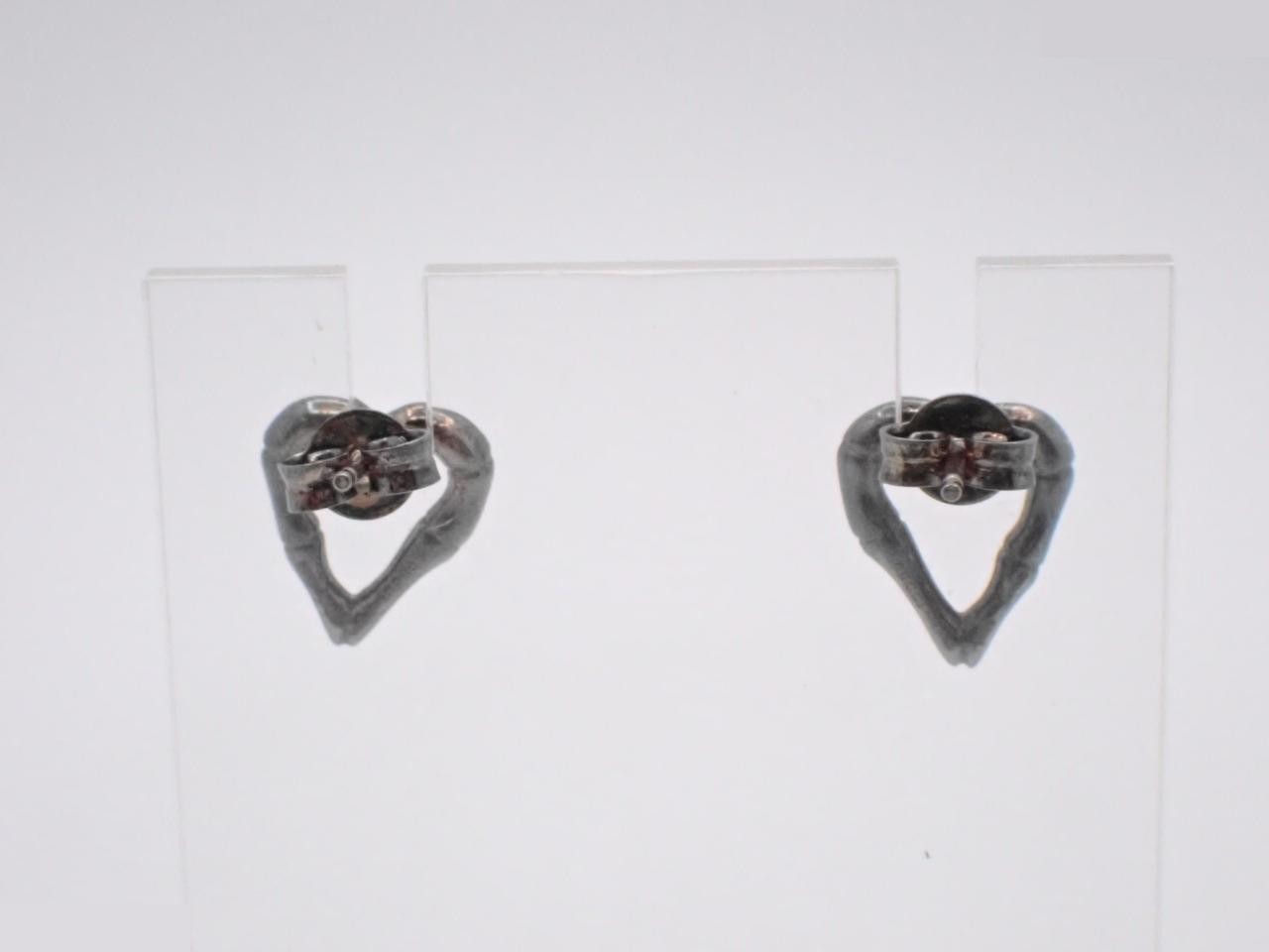Bamboo heart earrings, 925 sterling silver, 2.3g — view 2