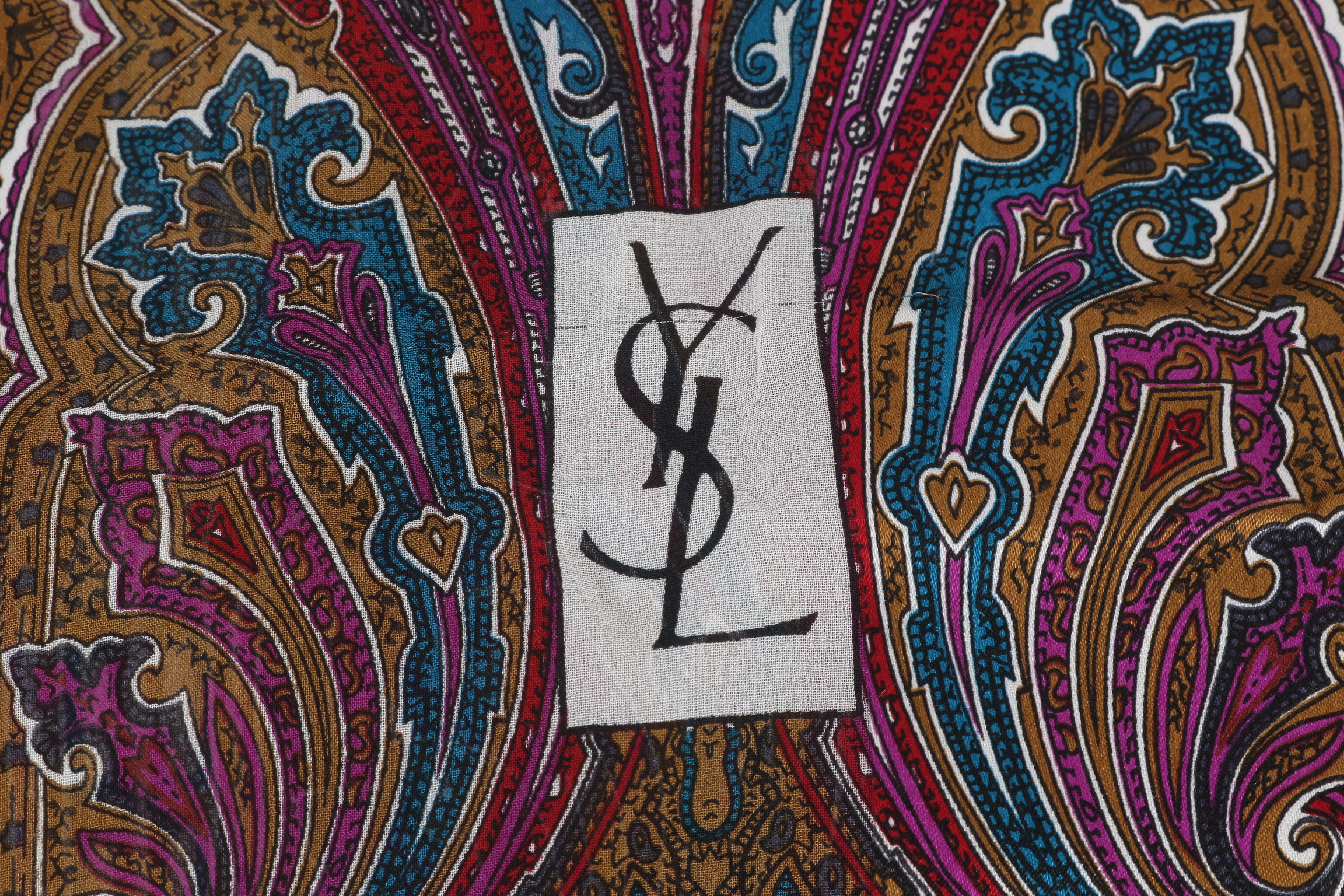 all-over print scarf with tag, other accessories — view 3