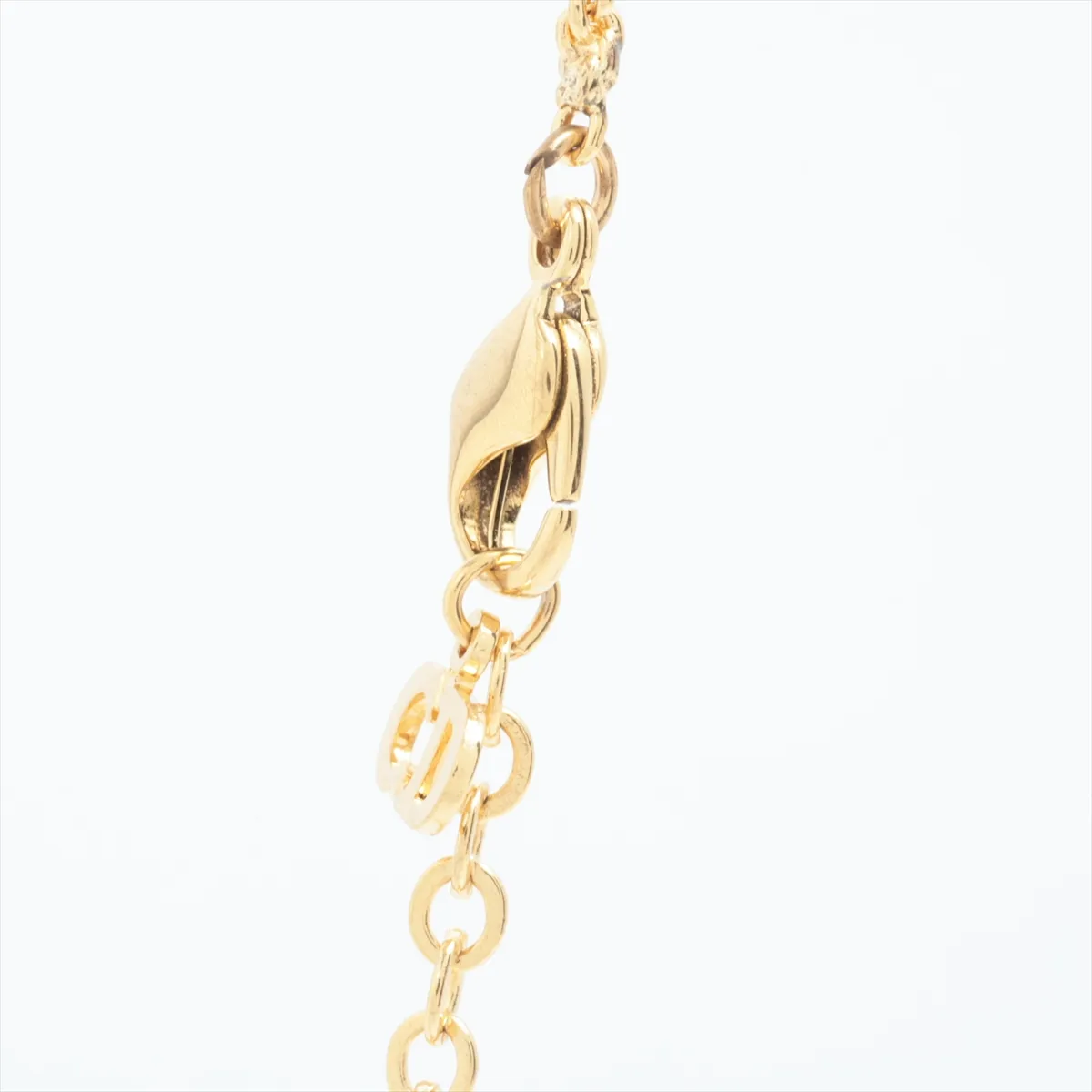 Emblem Necklace, GP x Rhinestone, Gold. Shows signs of wear, — view 3