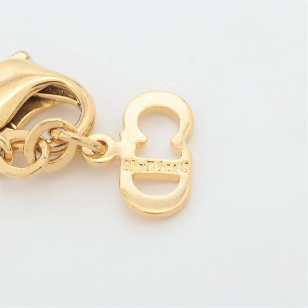 Emblem Necklace, GP x Rhinestone, Gold. Shows signs of wear, — view 4