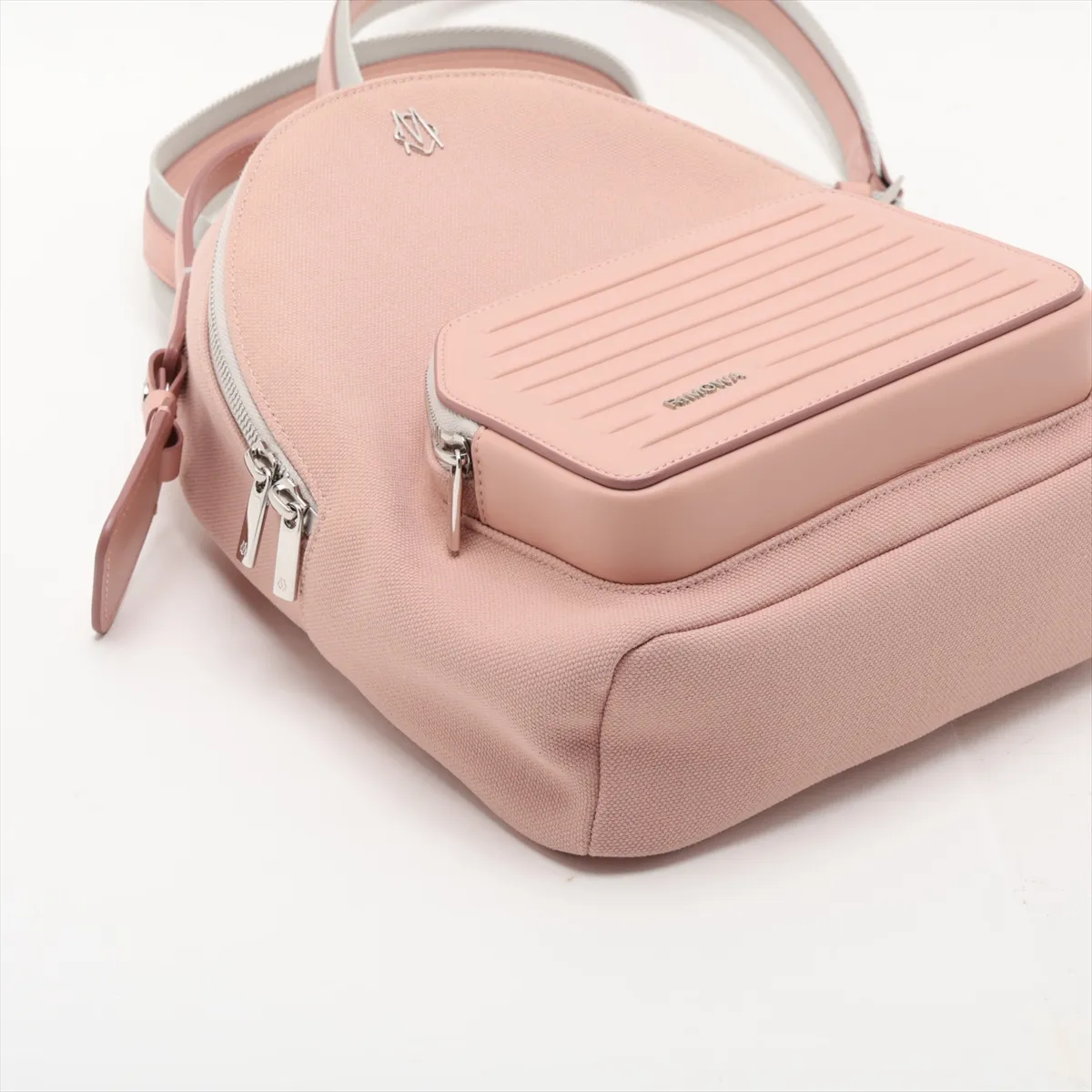 Neverstill Canvas x Leather Backpack/Rucksack Pink — view 4