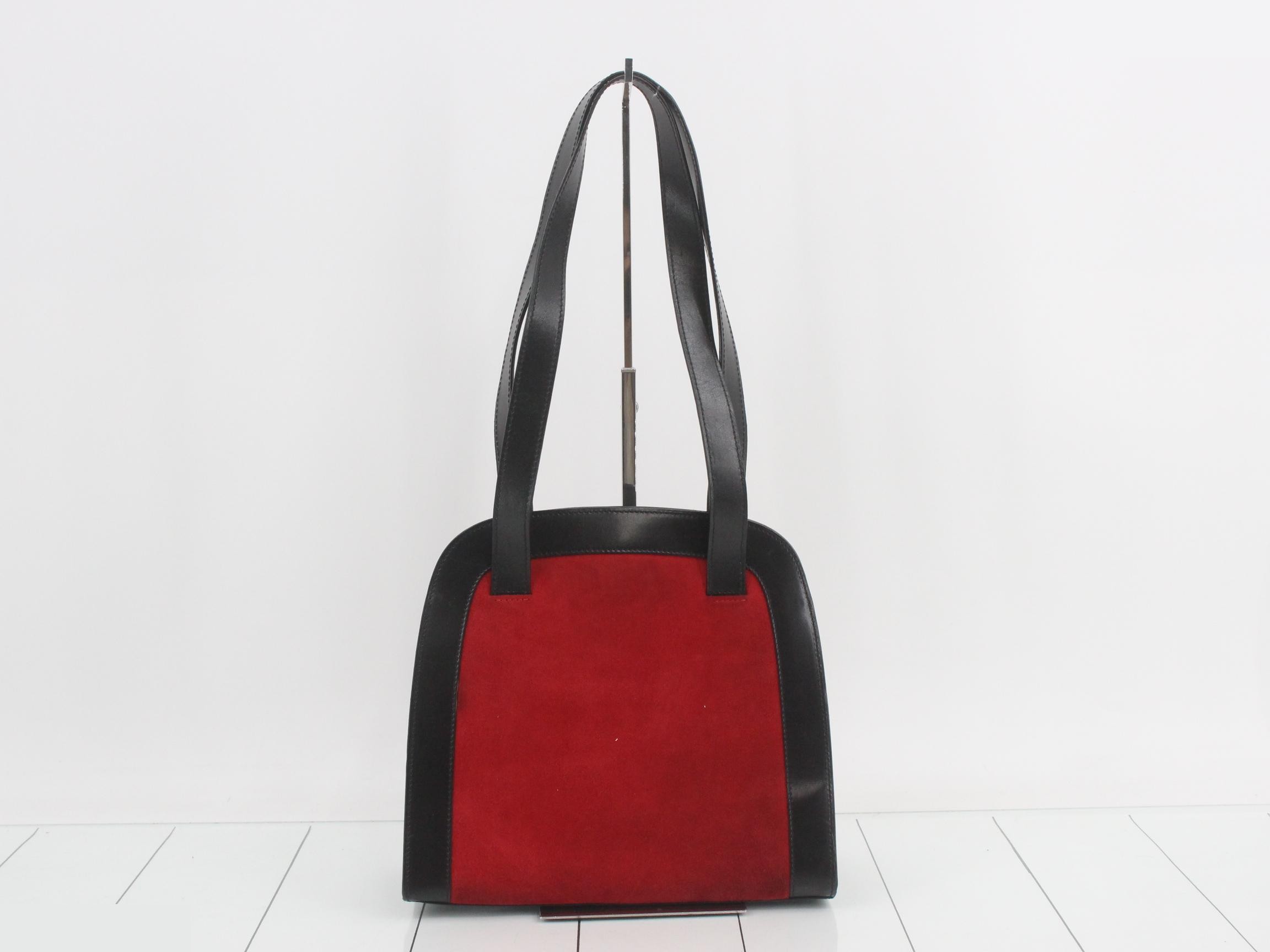Suede and leather shoulder bag with circle charm — view 2