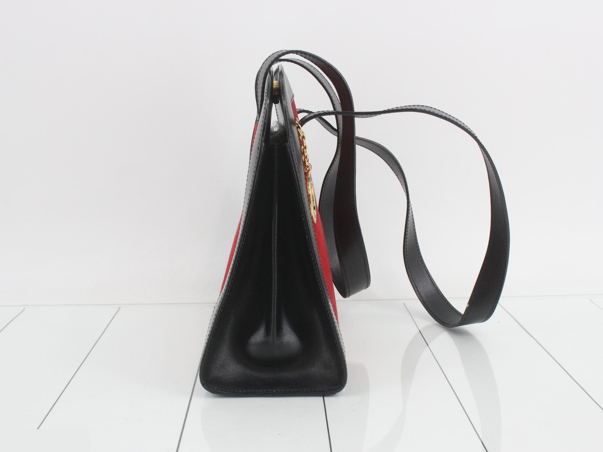 Suede and leather shoulder bag with circle charm — view 4