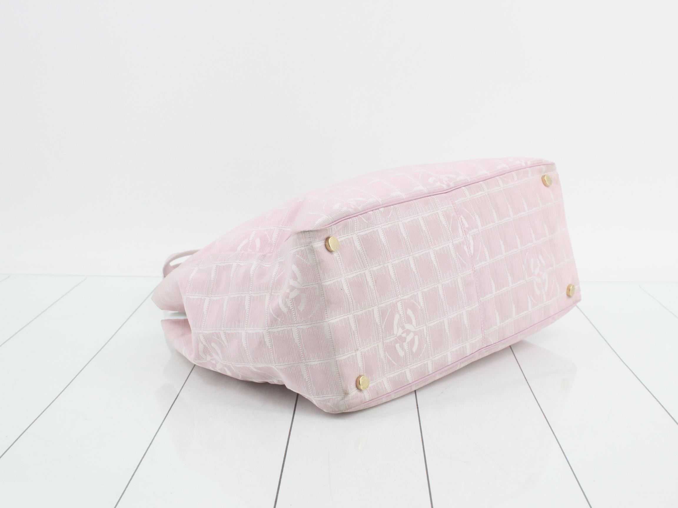 New Travel Line Tote MM Nylon/Leather Pink — view 5