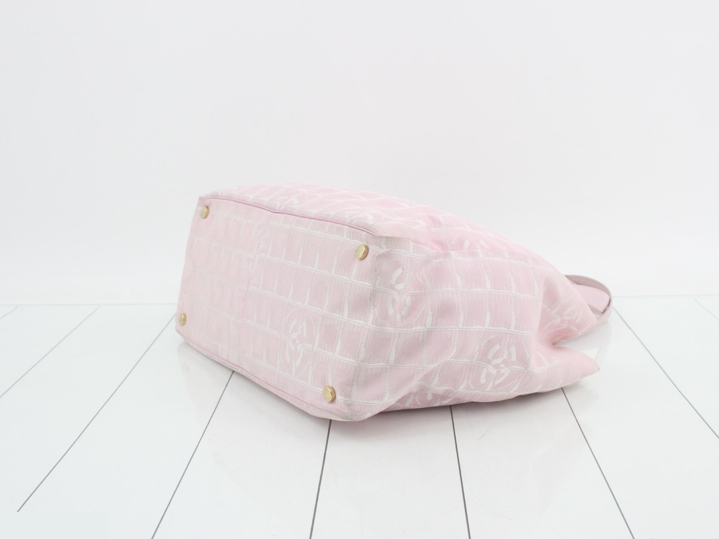 New Travel Line Tote MM Nylon/Leather Pink — view 6